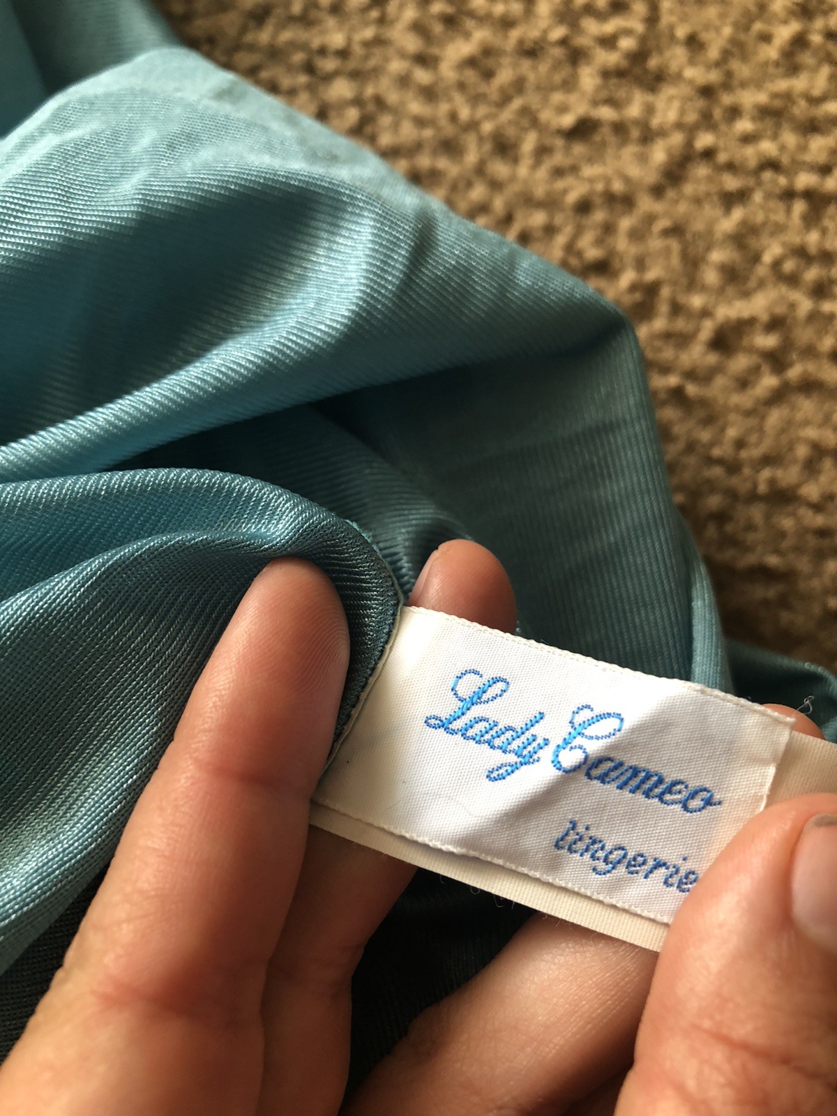Vintage Lady Cameo Lingerie Sheer Nightgown Large Blue Pullover Babydoll Sexy