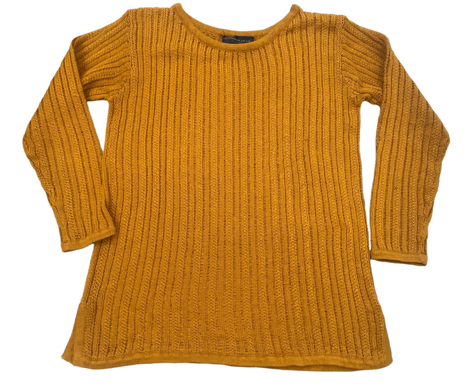 Vintage Designer DONNA KARAN NEW YORK Cotton Knit Weave Sweater 90s Y2K Med.
