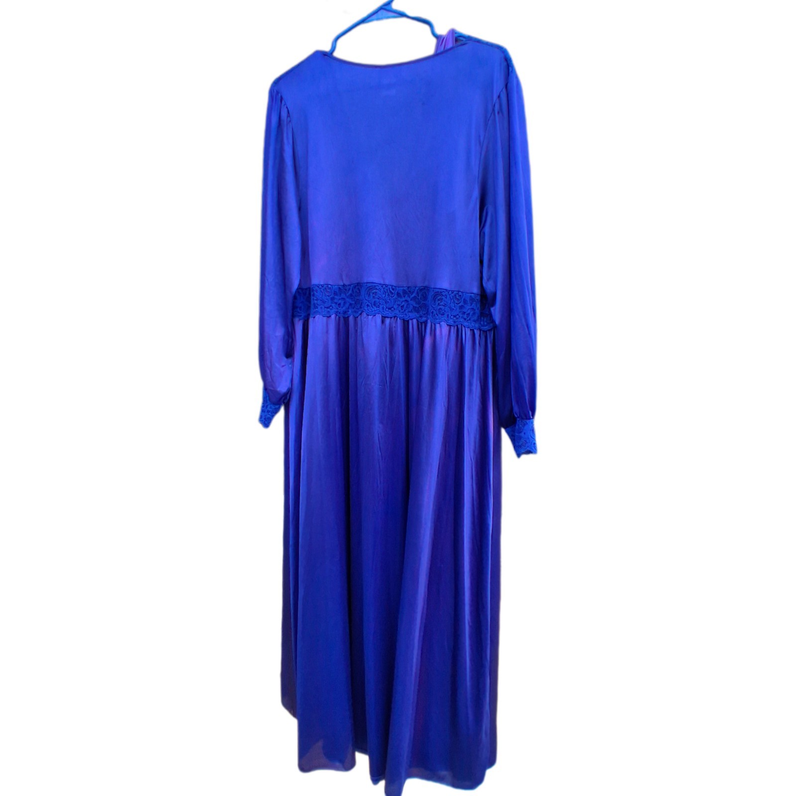 Stunning Vintage Shadowline 2-Piece Peignoir Set in rich Cobalt Royal Blue!