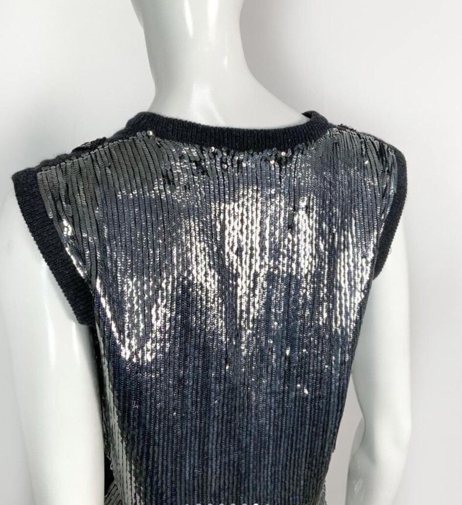 Vintage Valentino Boutique 3-Piece Cashmere Set w/Chinchilla Fur & Sequins Italy