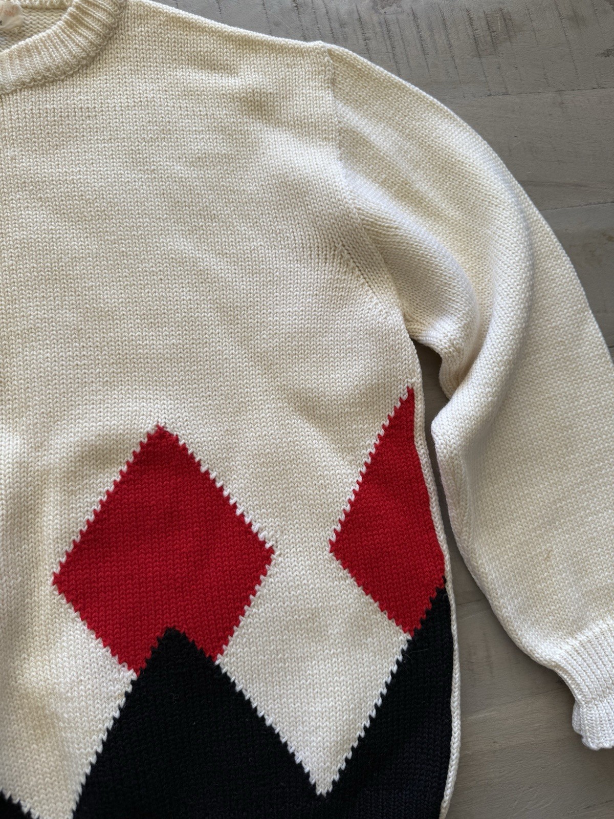 Vintage Pure Wool Made In Italy Argyle Sweater Size S Measurements