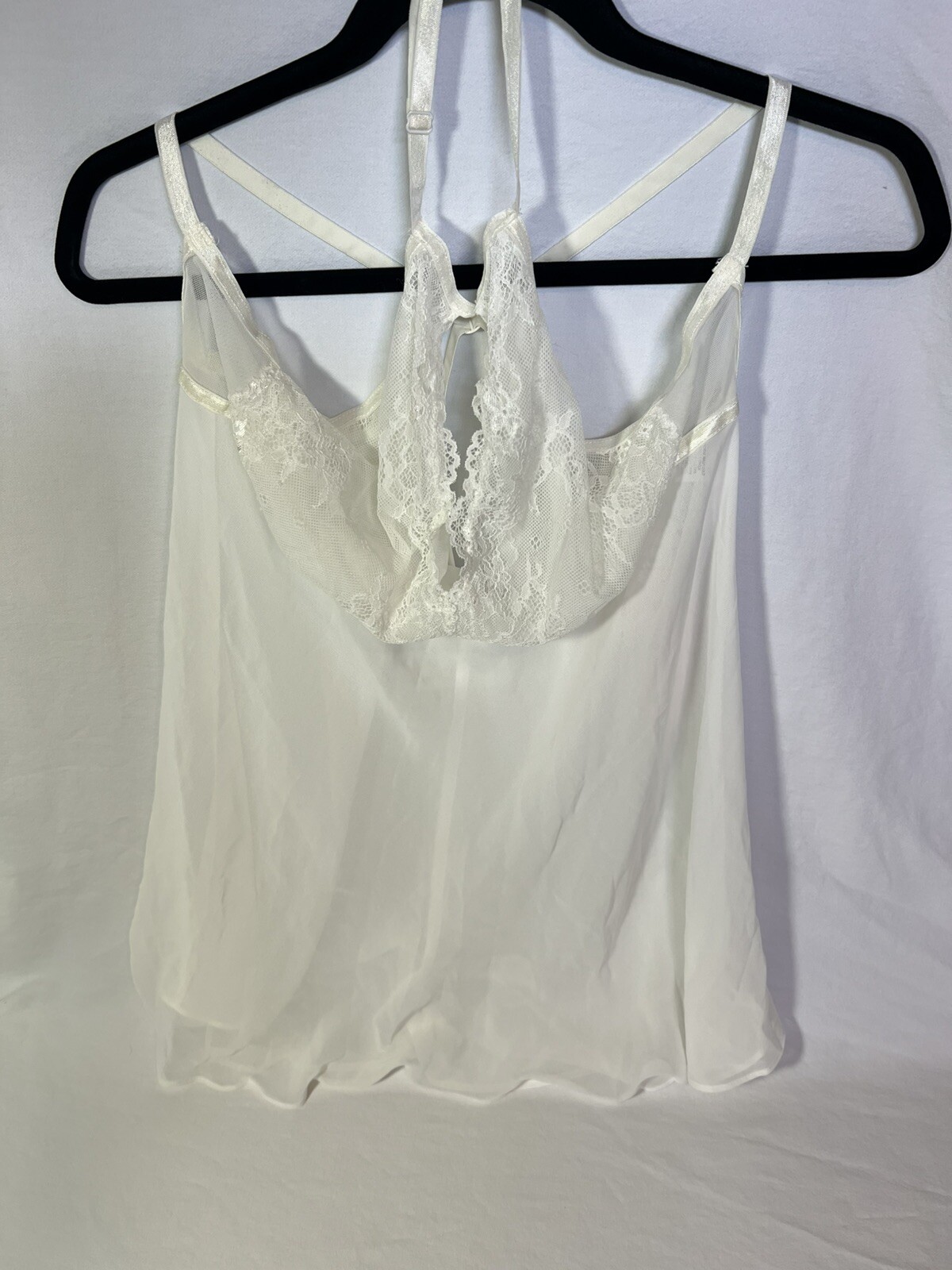 Vintage Linea Donatella XL Ivory Wedding Babydoll Satin & Mesh Nightgown NWT
