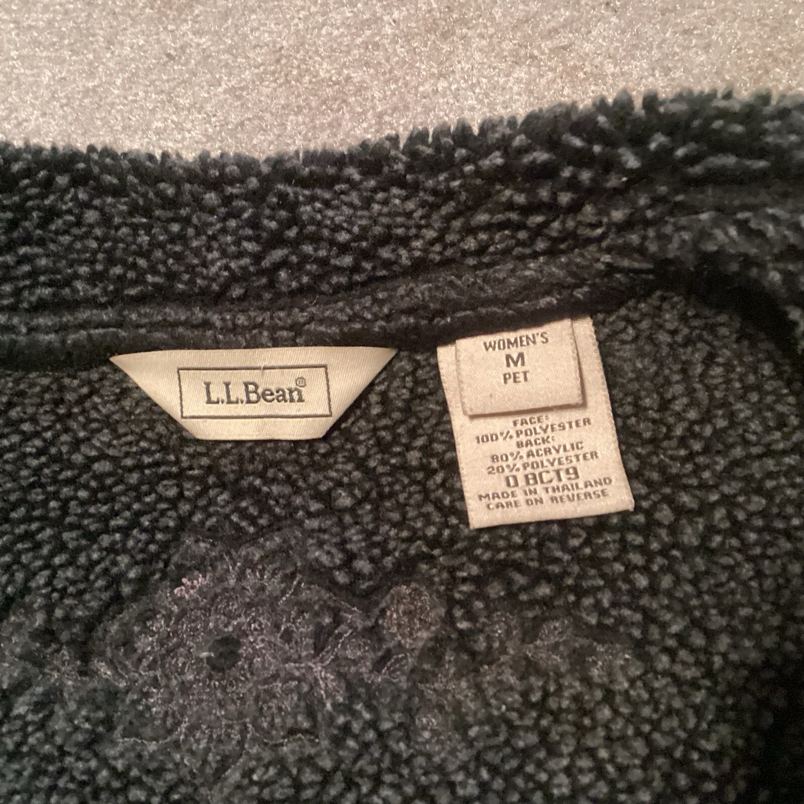 LL Bean Womens Y2K Faux Suede Sherpa Embroidered Floral Detail Medium VTG