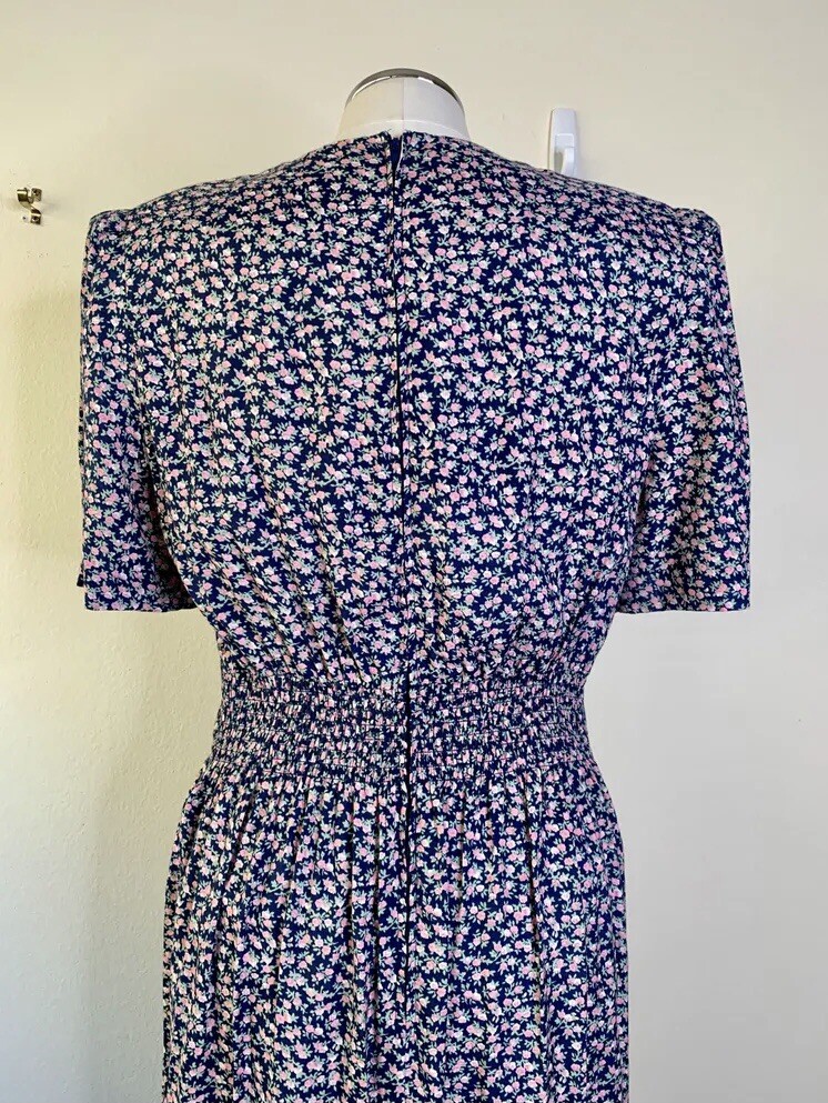 Vintage ‘80s Cottagecore Floral Prairie Dress Grannycore Pink Blue Western Small