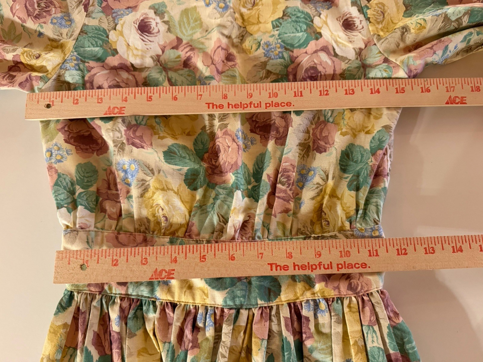 Vintage 80s muted floral puff sleeve cottagecore prairie victorian dress 4