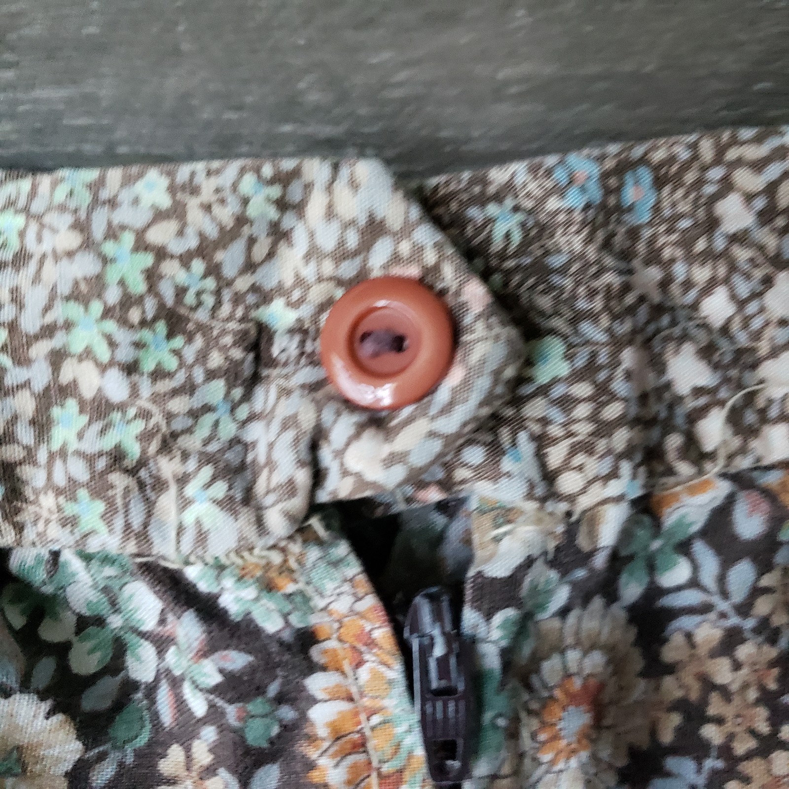 VTG 70s Brown Floral Hippie Skirt Sz S/M? Earth Tones Festival Prairie 26″W