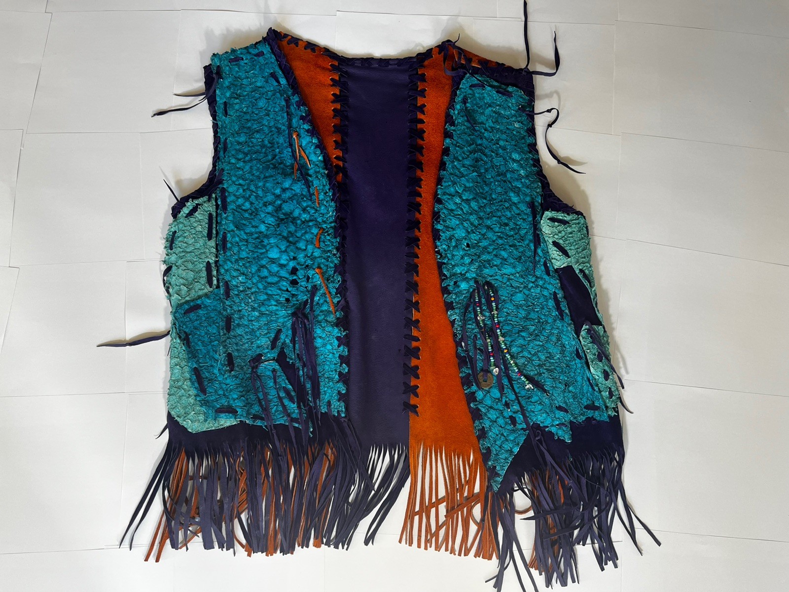 Rare Handmade 1993 Deanna Conti – Exotic Barramundi Fish Leather Jacket