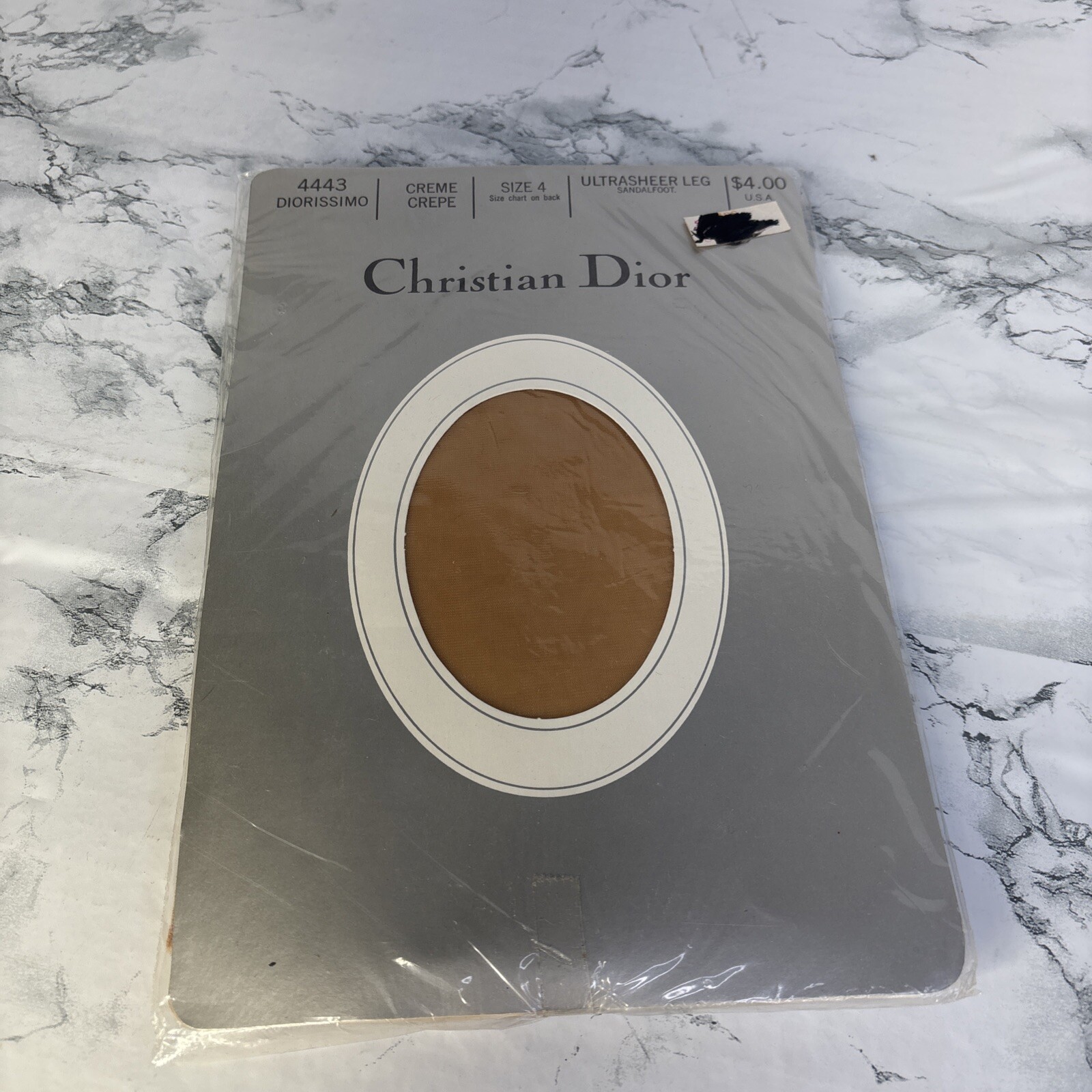 VINTAGE CHRISTIAN DIOR PANTYHOSE SIZE 4 ULTRASHEER DIORISSIMO creme crepe 4443