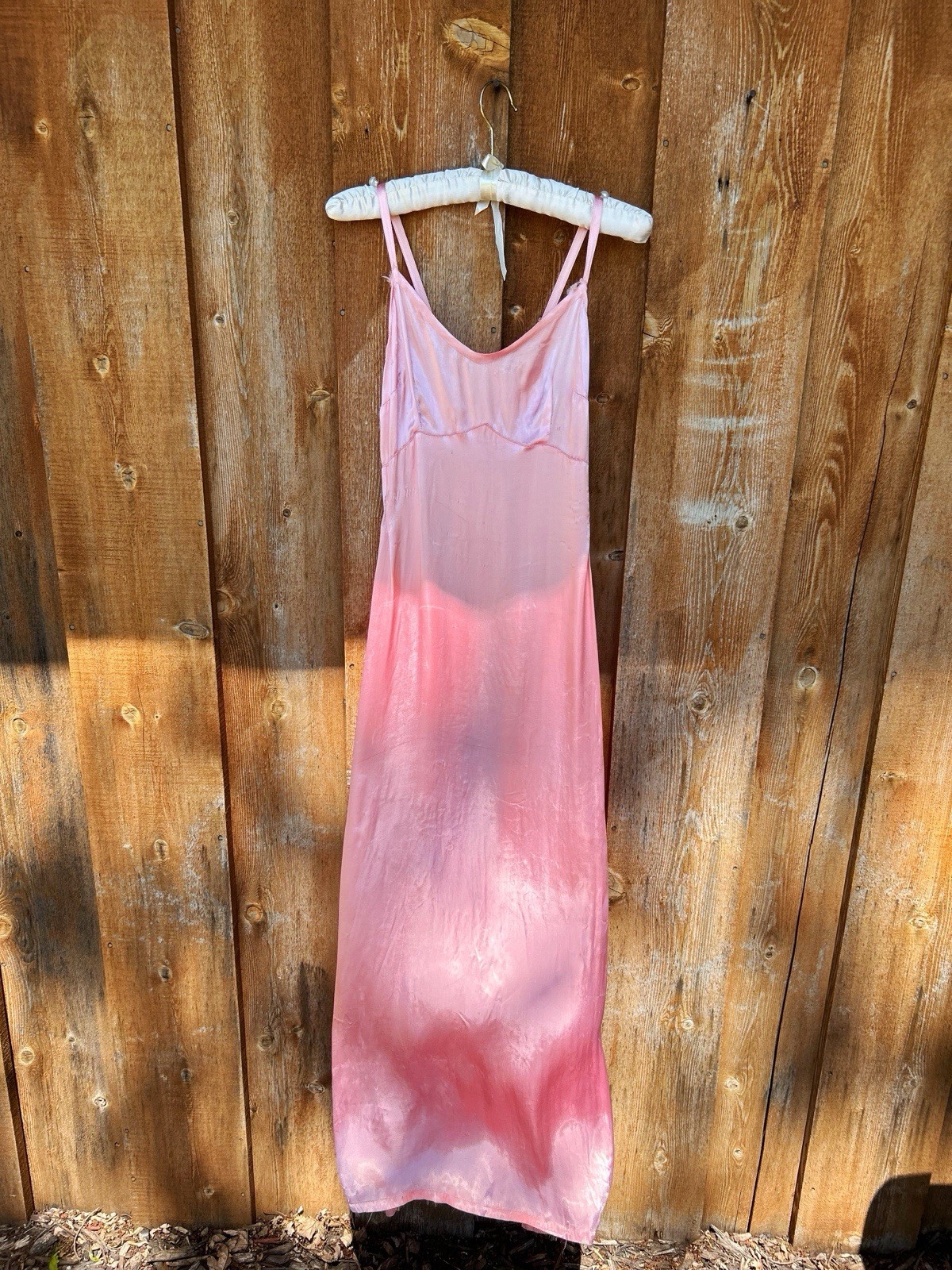 Vintage 1940s Bias Cut Nightgown Pink Satin (Silk/Rayon?) – Please Read