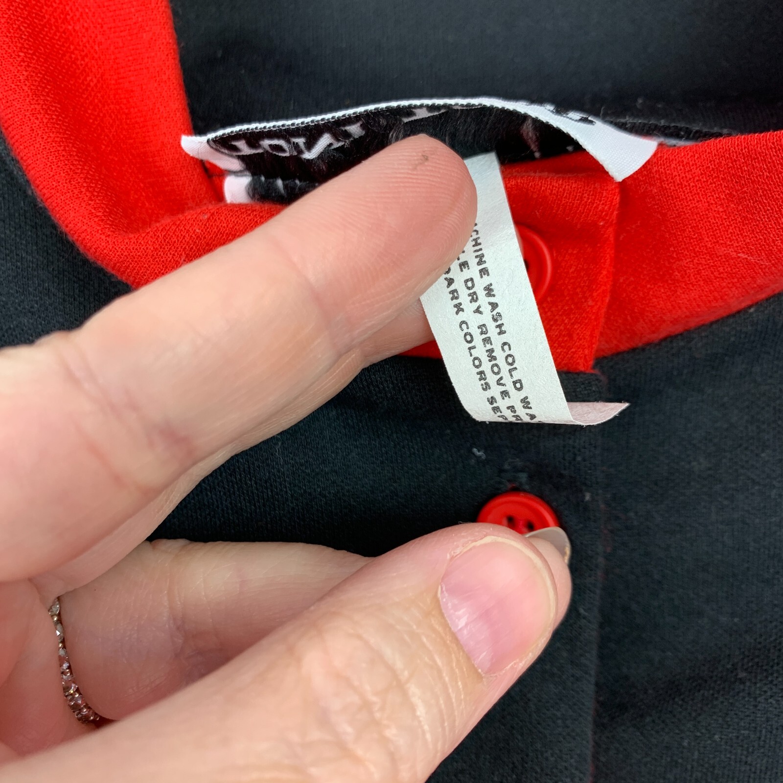 Vintage 70s Toni Todd Red Black Jersey Mod Go Go Shirt Dress Bust 26″