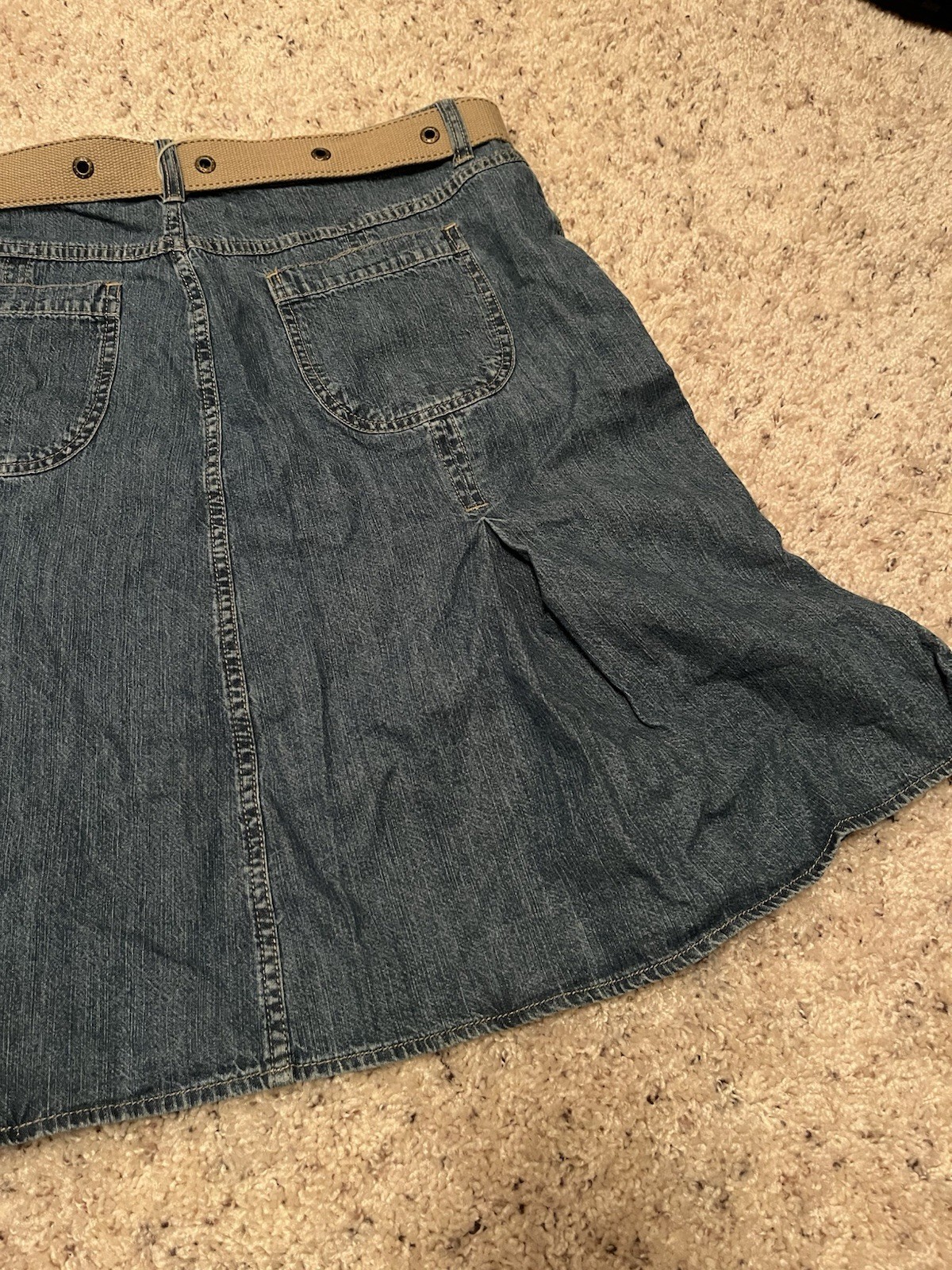 Y2K Vintage Denim Pleated Skirt 12 Boho Fairy Grunge Whimsigoth Cottagecore Belt