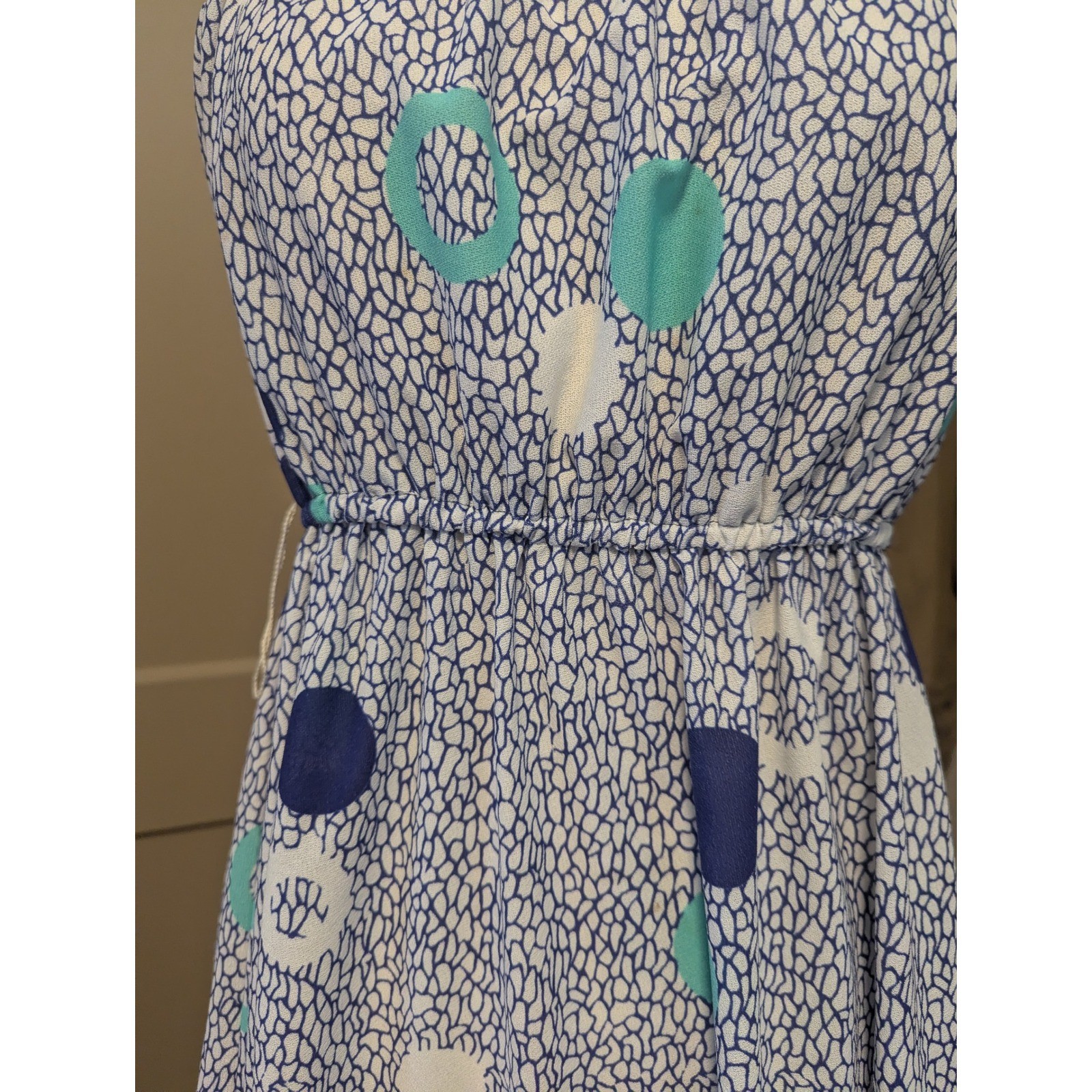 Vintage Taxi CDC Strapless Mod Polka Dot Dress Blue Teal Large Sustainable