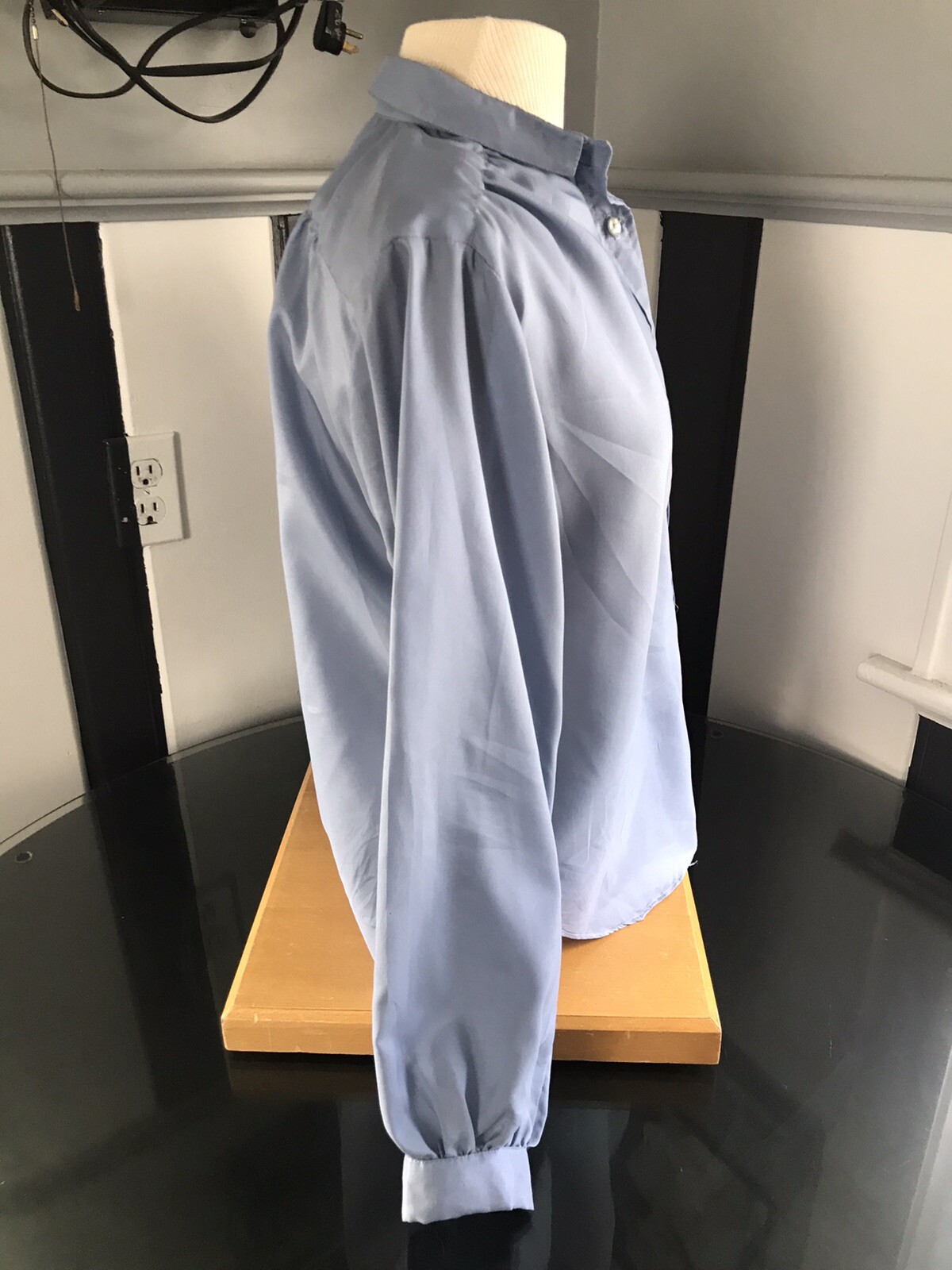 Vintage 1970s YOU BABES Button Light Blue Long Sleeve Women Top Shirt