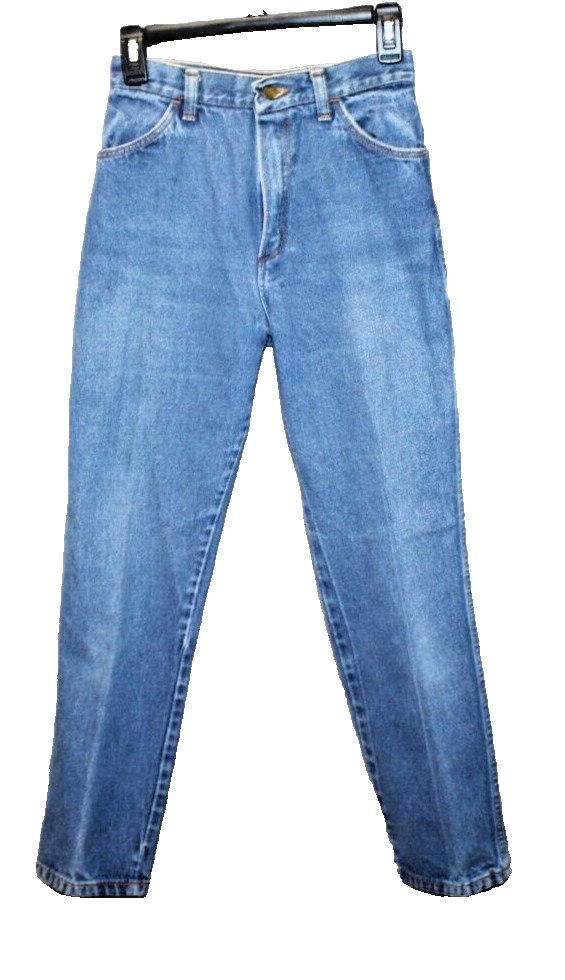VTG Rustler Jeans Womens Petite 8 High Waist Tapered Malta Blue Denim 26×29