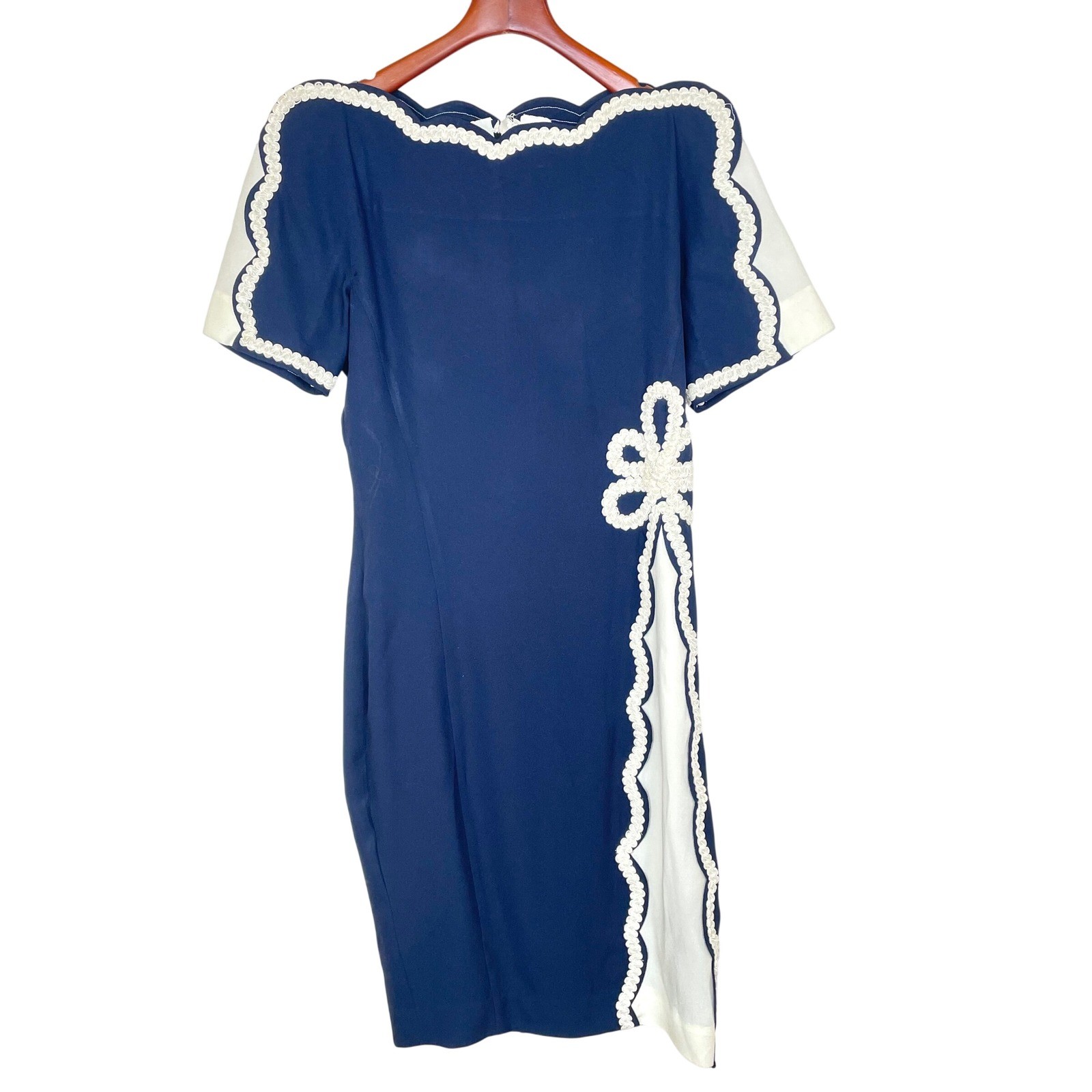 Vintage 60s Womens Dress Sz M Retro Pin Up Nautical Coquette Midi Cocktail Party