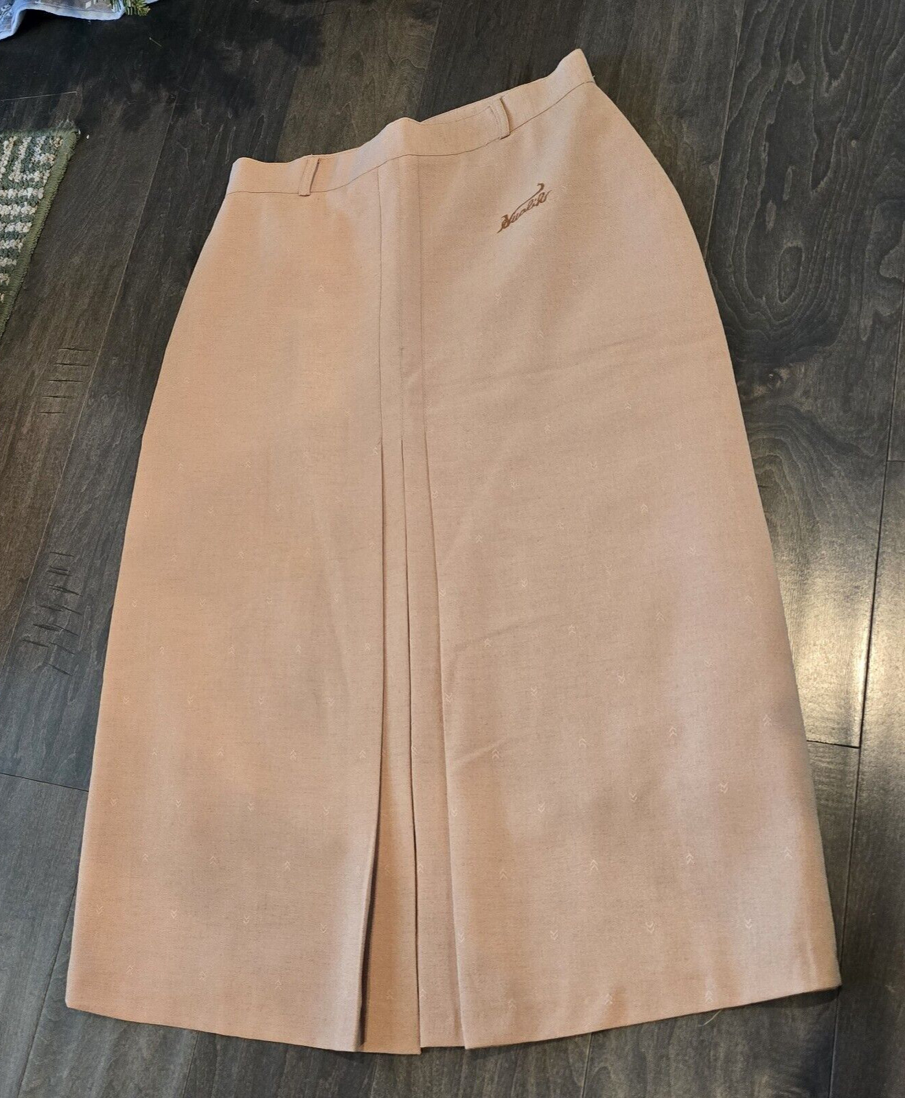 Vintage 60s 70s China Skirt Tan Khaki Chinese 27 Silk blend School XS Severance