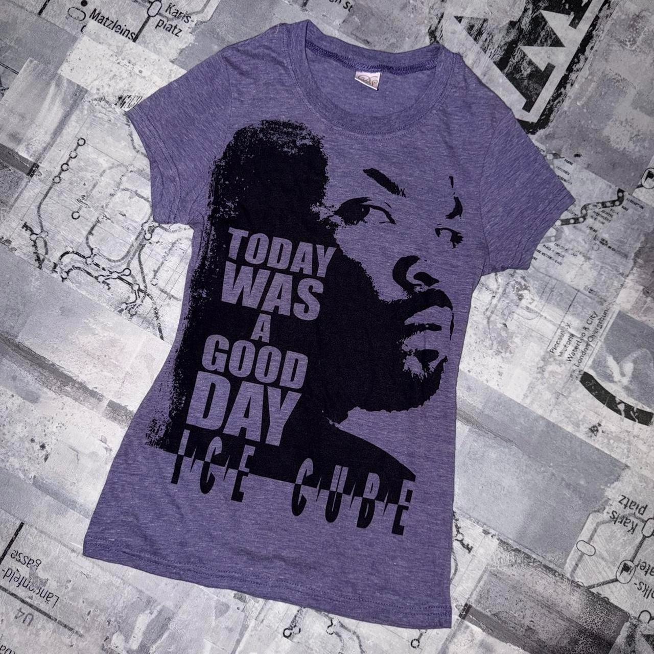 Y2k Ice Cube Today Was A Good Day women Sm Fitted TShirt Rap Baby Tee Purple