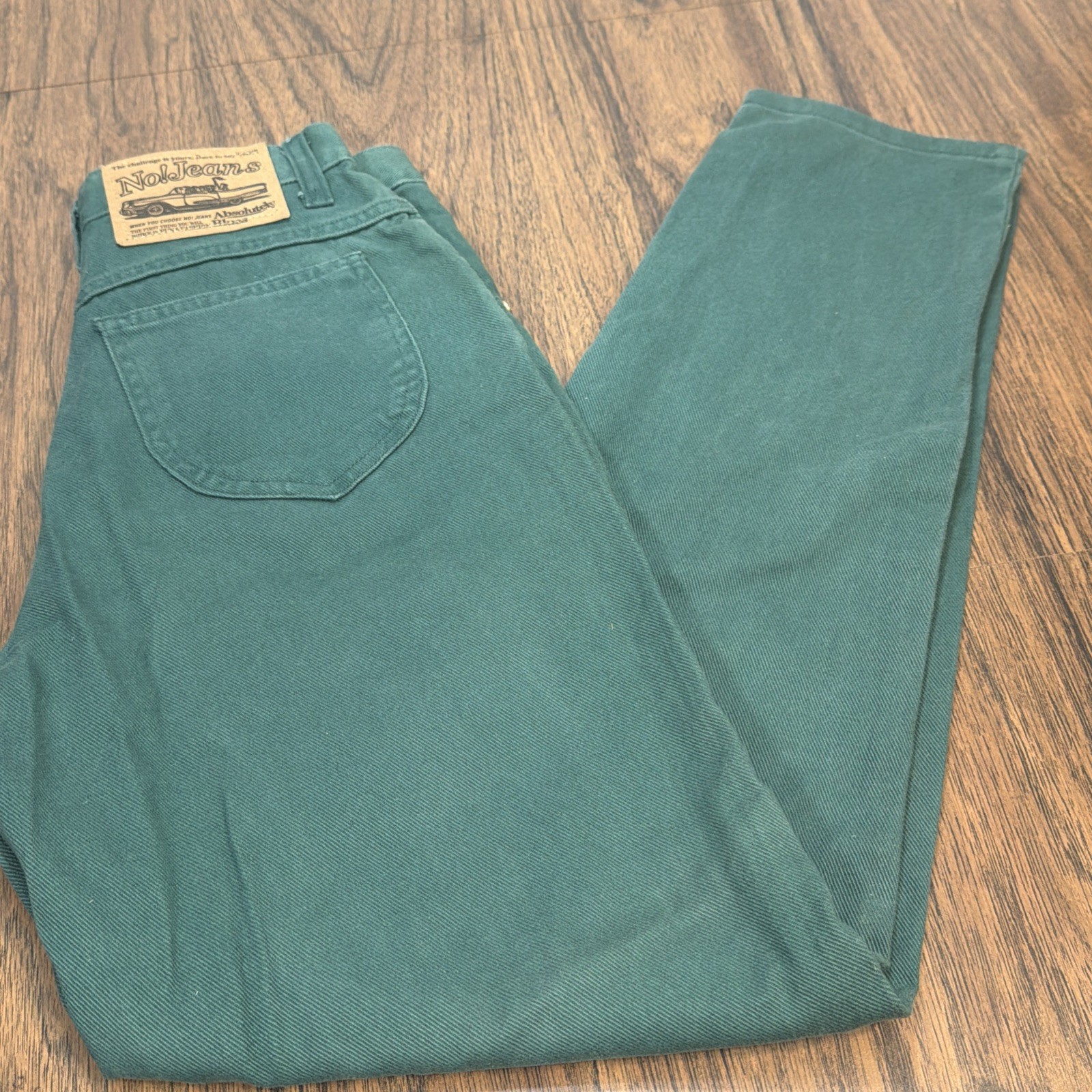 No! Jeans Absolutely Blues Vtg Green Denim Jeans size 5 MOM high waist 25×30
