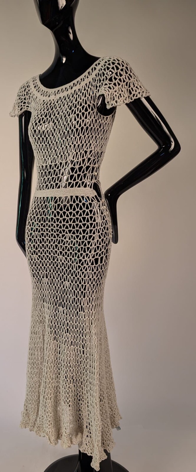 UNUSUAL 1930’S NAUTICAL STYLE COTTON WOVEN ROPE DRESS