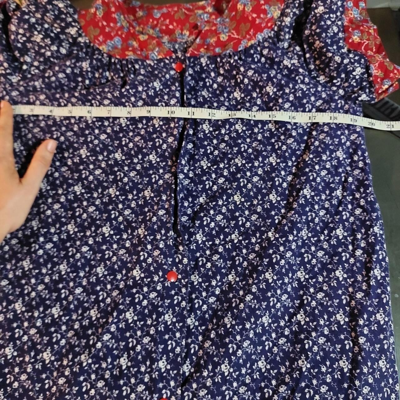 Vintage red and navy floral house midi dress.
