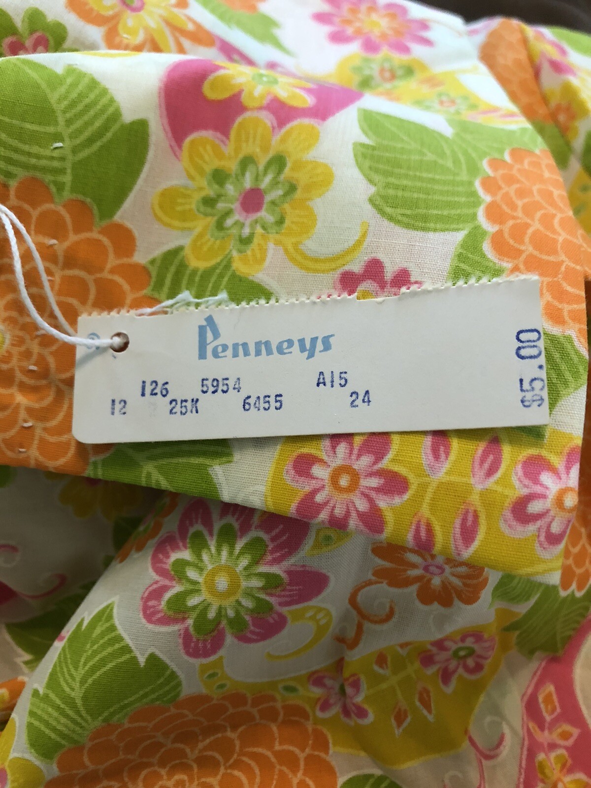 1960s Penneys House Dress Loungewear Floral Orange & Pink Size 12 Deadstock