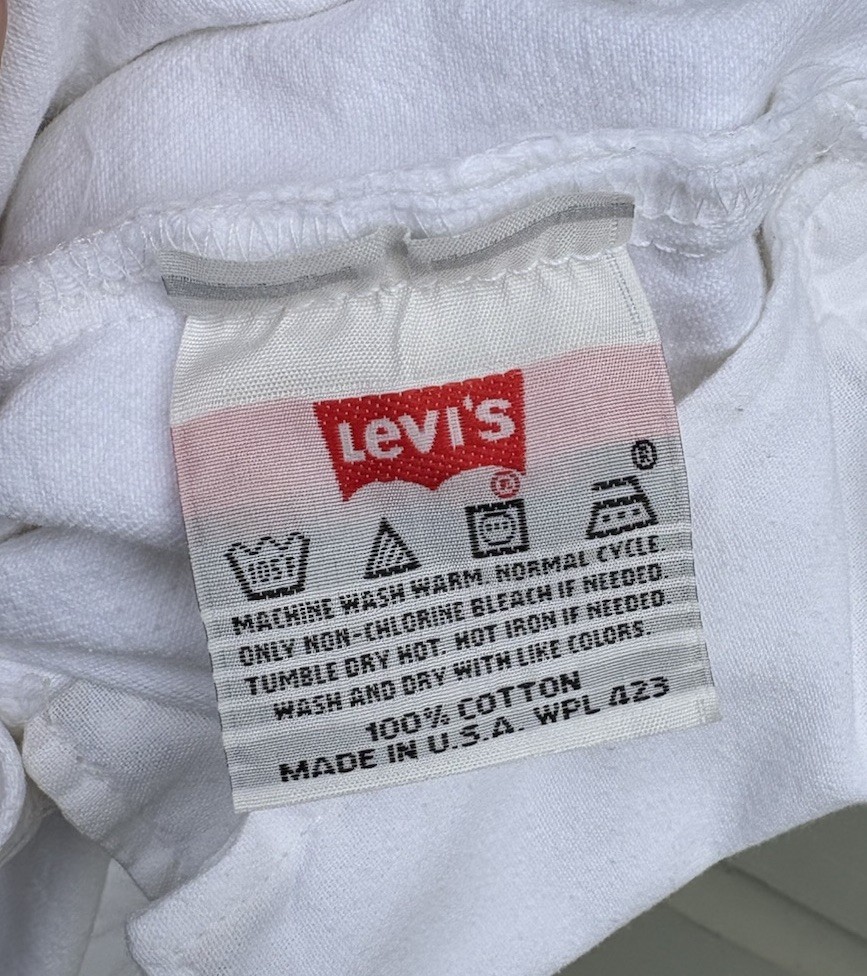 VTG Y2K Levi’s 501 White Button Fly Denim Jeans Women’s 25×31 Measured USA Made