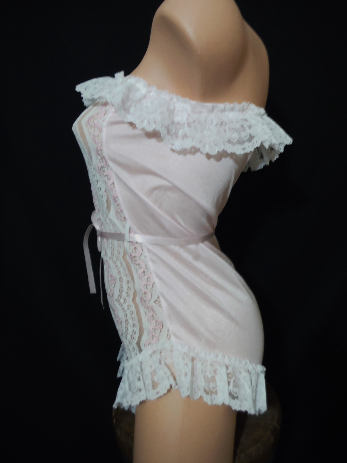 VTG 80’s New LOVES DELIGHT by Randi Strapless Teddy L Pinup Sexy Girly Frilly