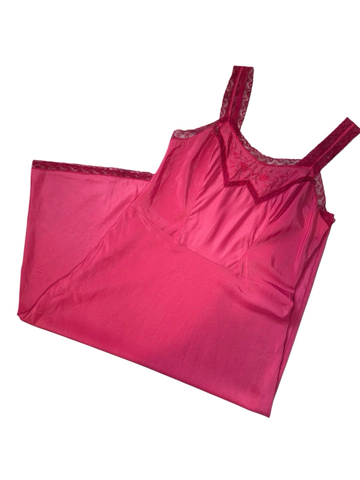 Vintage 1950s BARBIZON Crepe Remarque Hot Pink Full slip dress Lil Beth 14 Miss