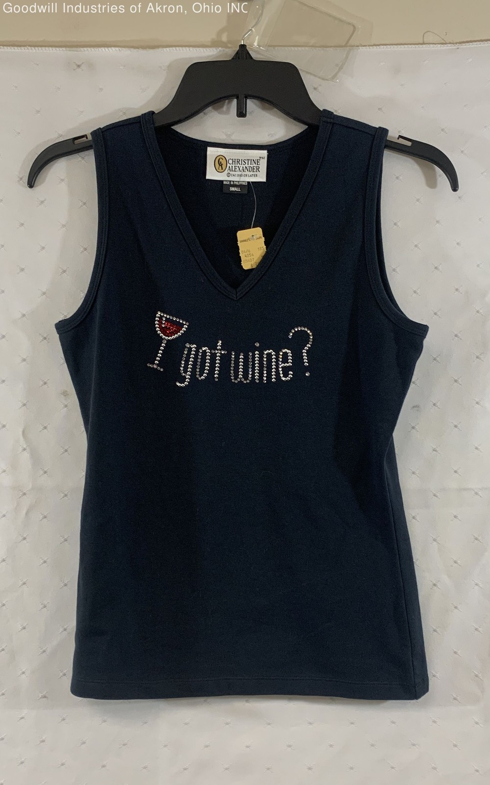 Vintage Y2K Christine Alexander Black I Love Wine Tank Top Women’s S NWT