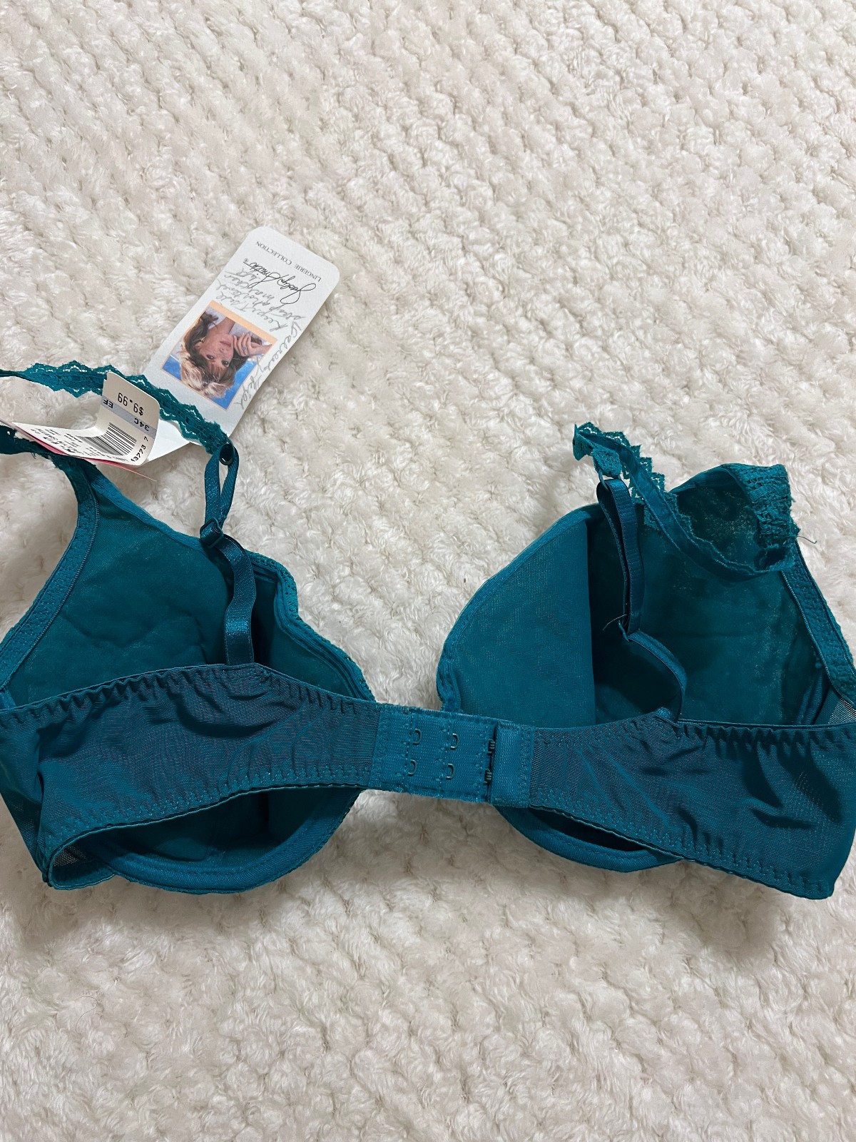 NEW with Tags Vintage Jaclyn Smith Nylon Lace gree Silky Bra Size 34C Style 6414
