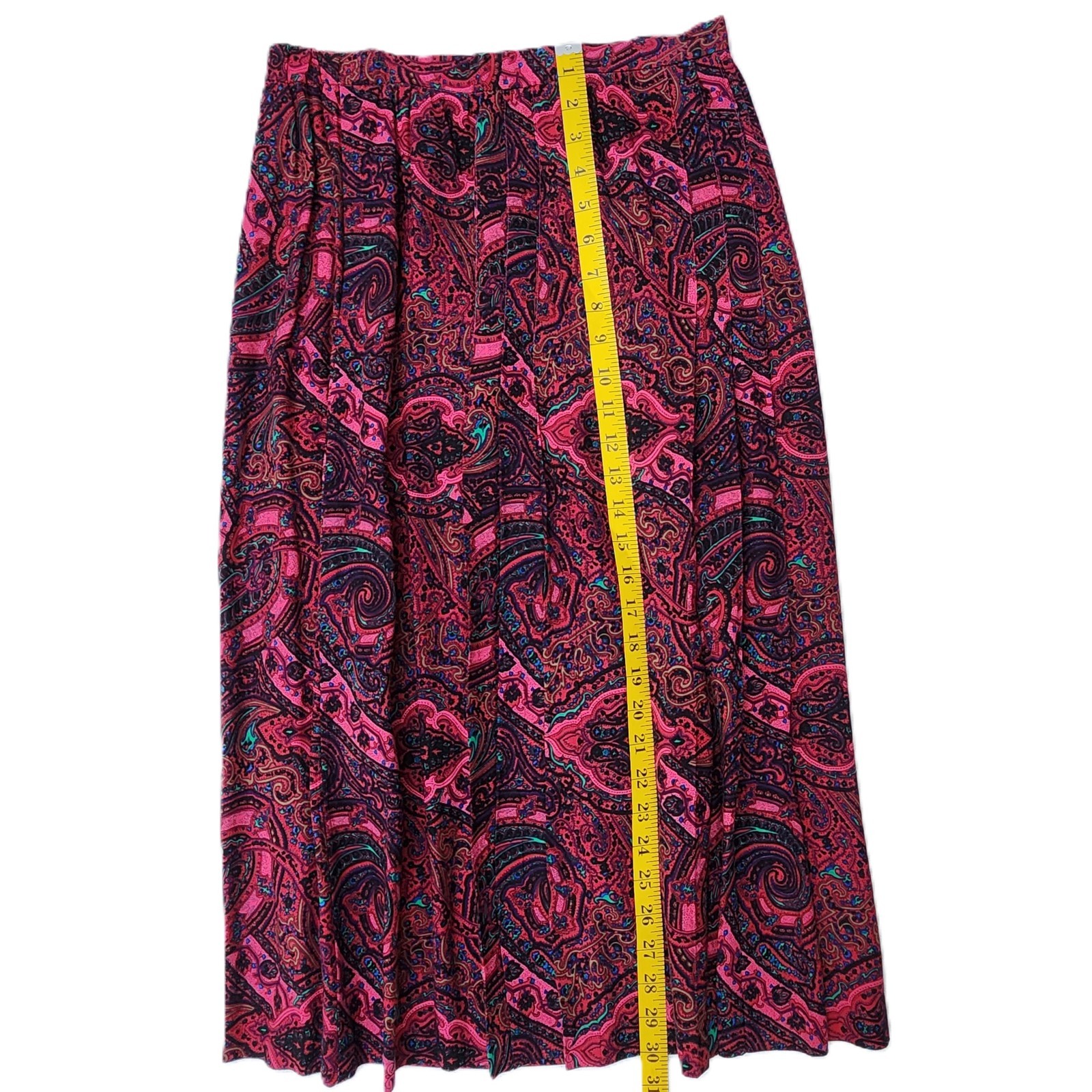 Vintage 80s Pink Paisley Two Piece Sweater Skirt Set Anthony Sicari Size 12