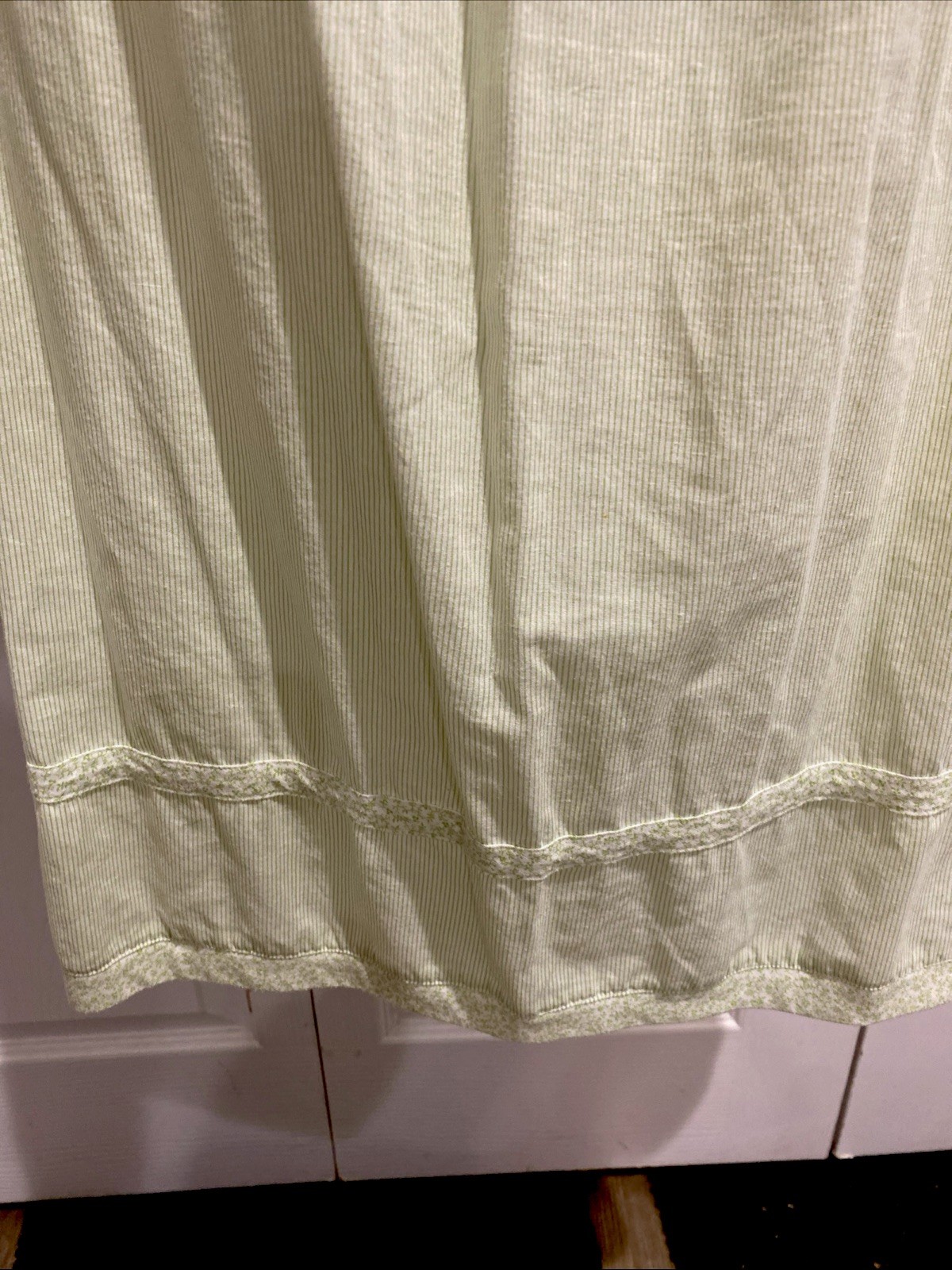 VTG Aria Nightgown Stripped Pale green lace and cherry Embroidery Trim Small