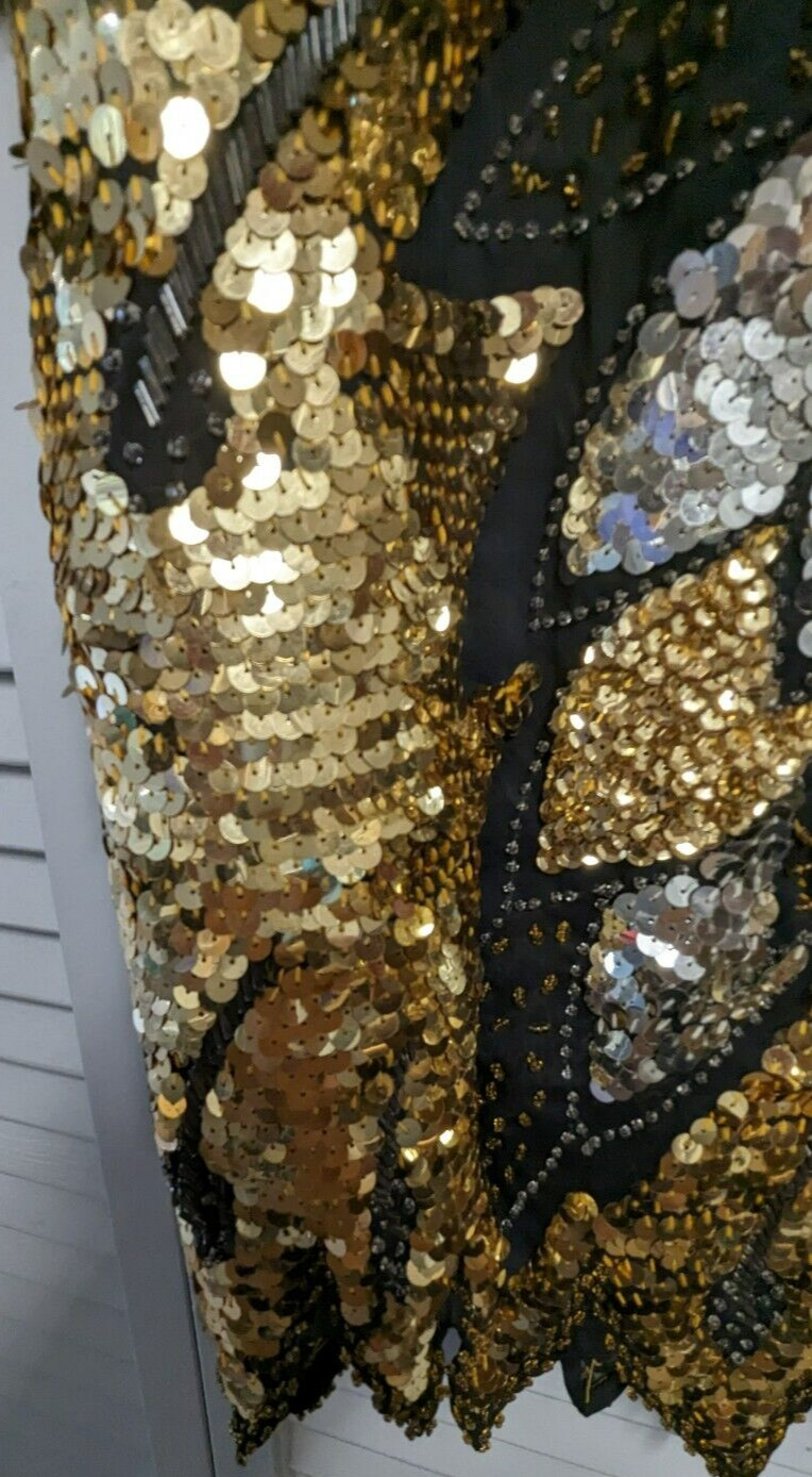 Elaborate Vintage Used Women’s ISABELLE Designer Sequins Blouse Medium Size
