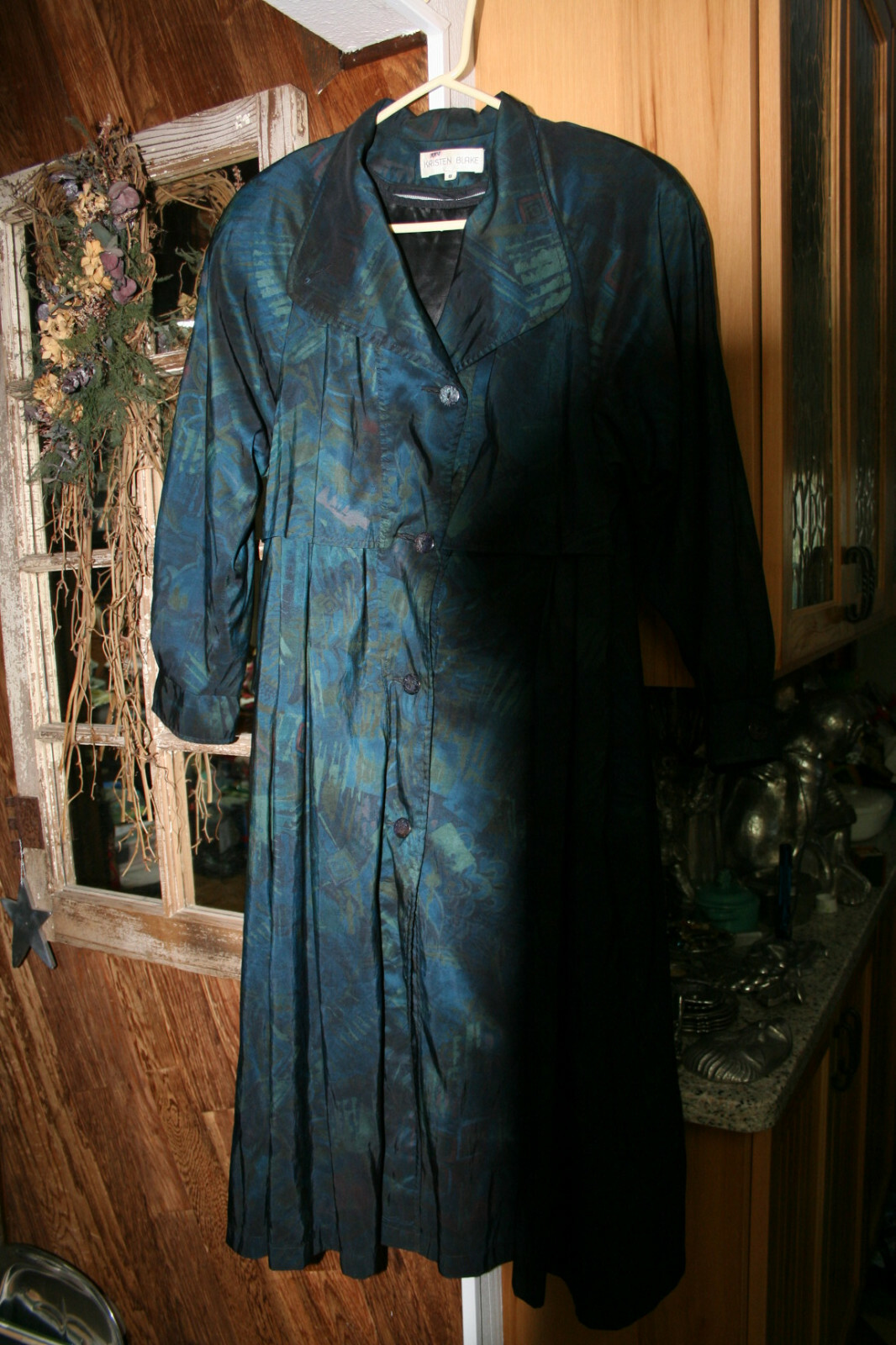 VINTAGE KRISTEN BLAKE VINTAGE 1970’S COAT ZIP OUT LINING BLUES/GREENS SIZE 8