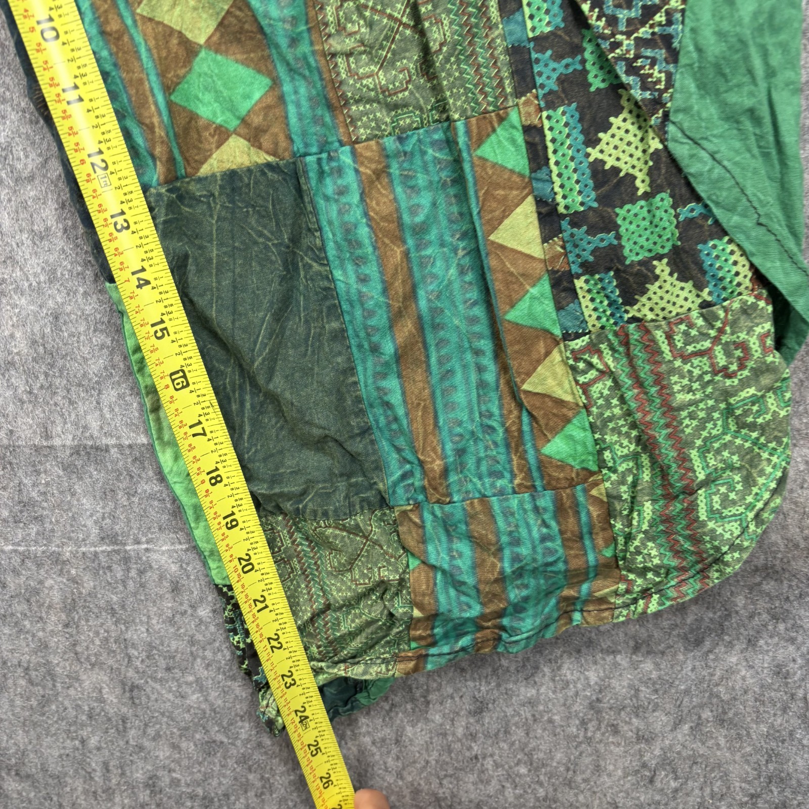Vintage Kirat Pants Hareem One Size Patchwork Green 100% Cotton Patchwork Boho