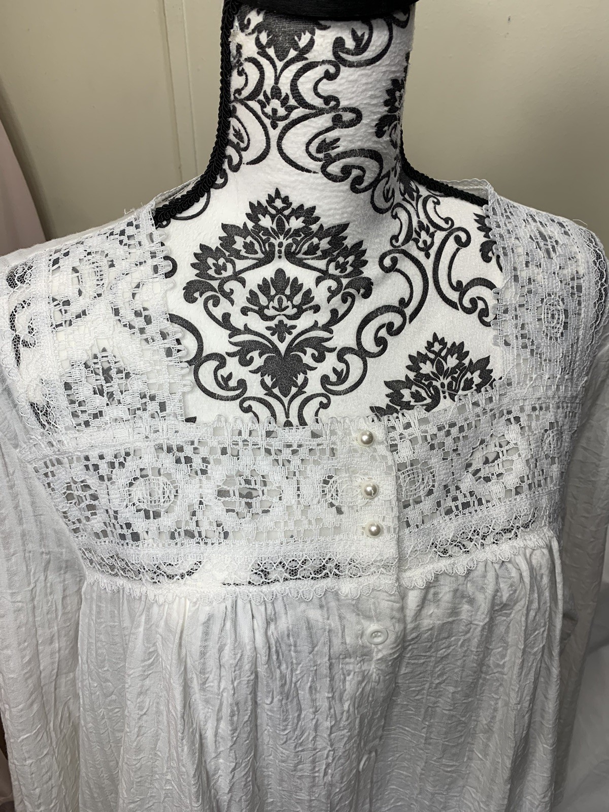 Vintage Willow Creek White Lace Dress Gown Robe Large Cottagecore Prairie Ruffle