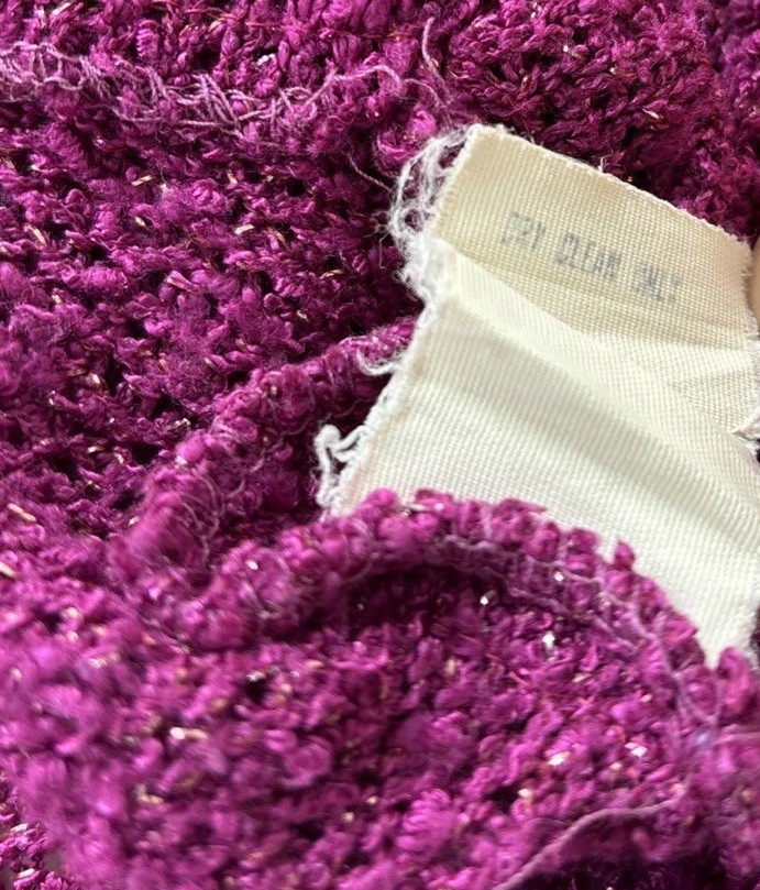 VTG Evelyn De Jonge Cowl Neck Top Sweater Medium Raspberry Pink Gold Sparkle M