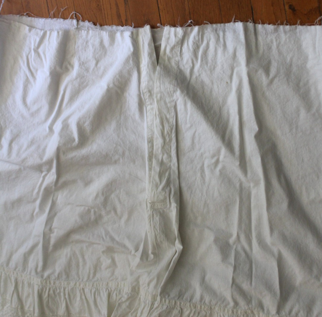 Antique Wide Cotton Half Slip with Lace & Trim Needs Elastic or Band
