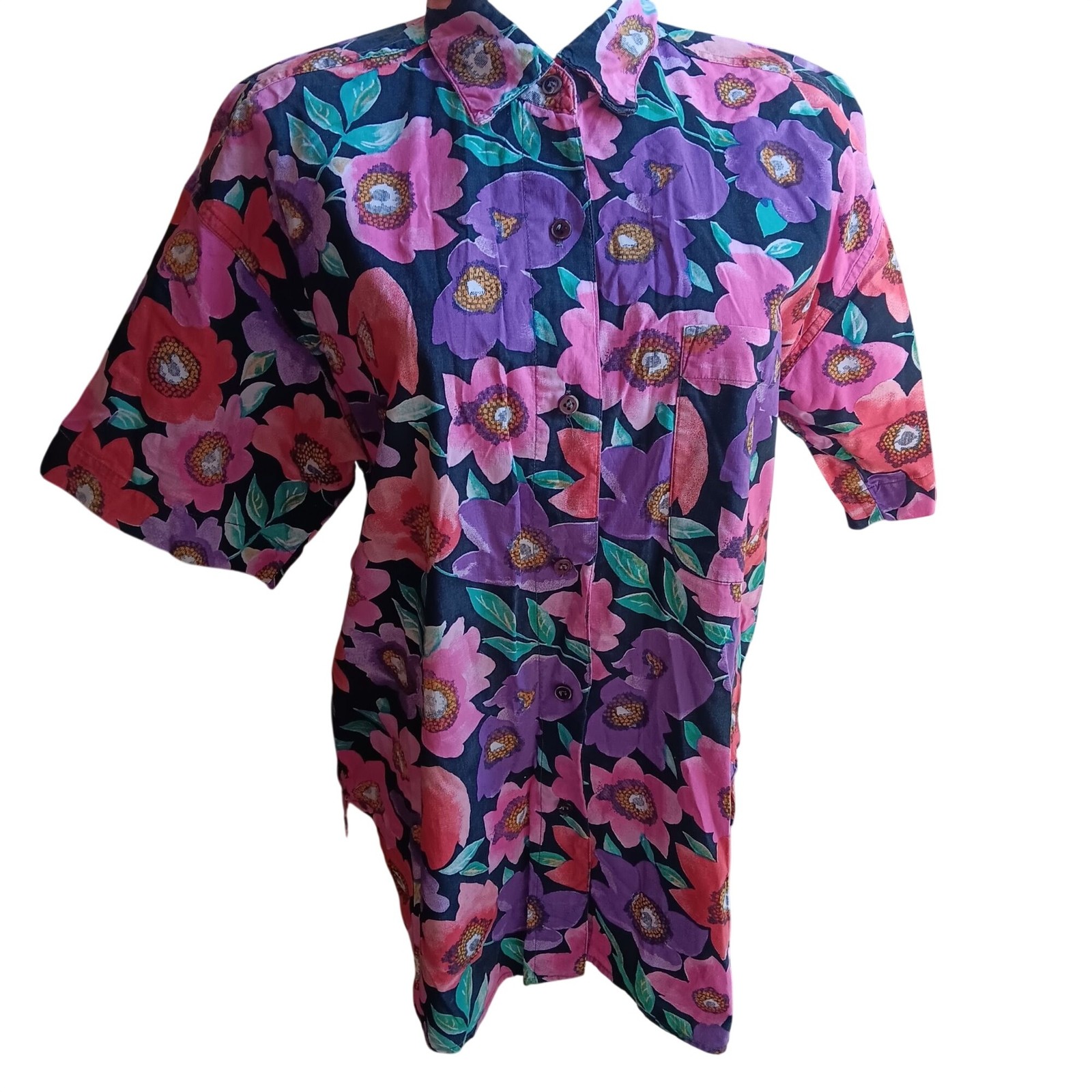 True Vintage 90’s Golden Girl Large Top Button Down Granny Gardener All Cotton