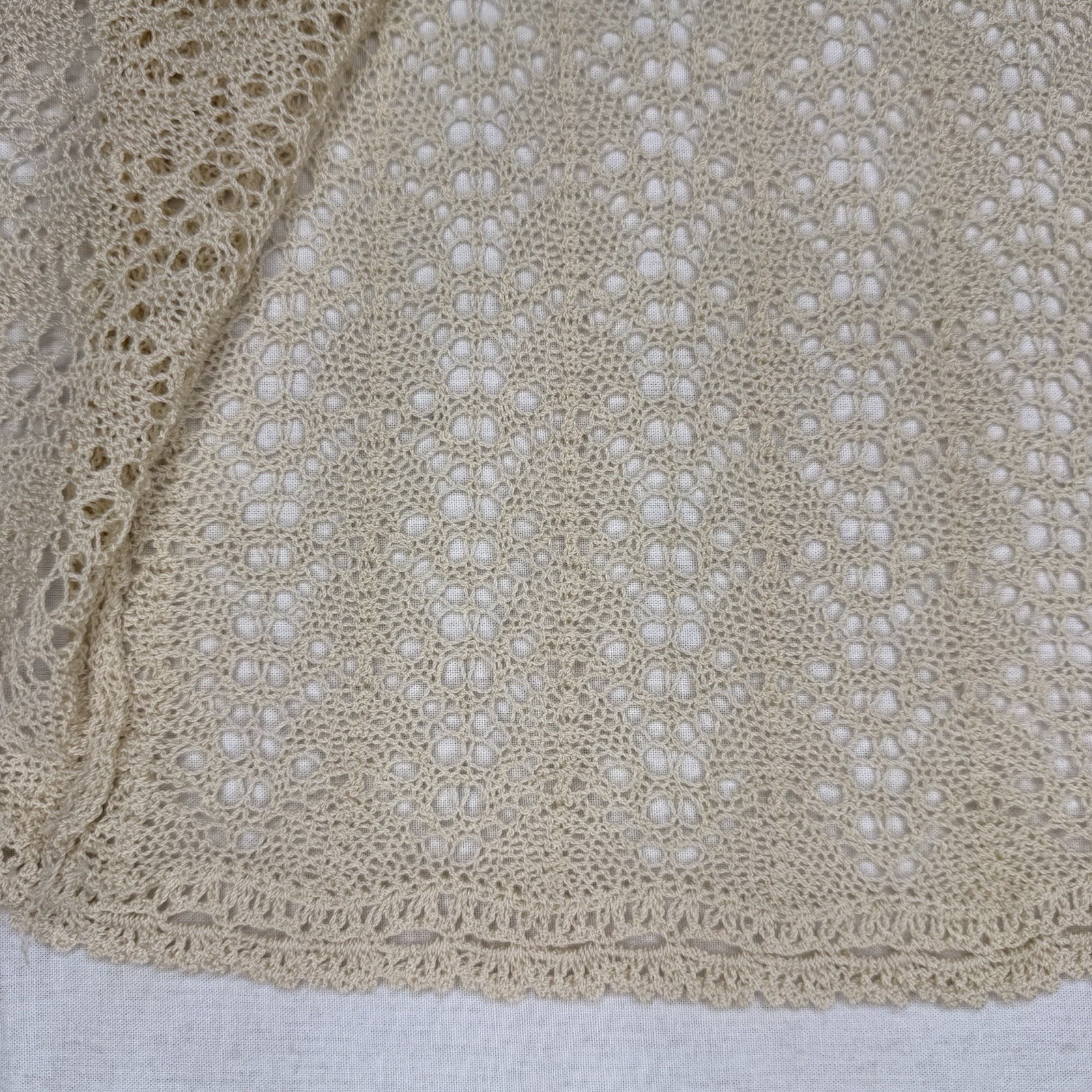 Vintage Handmade Crochet Cardigan Cream Cottagecore Fairycore Lace Top