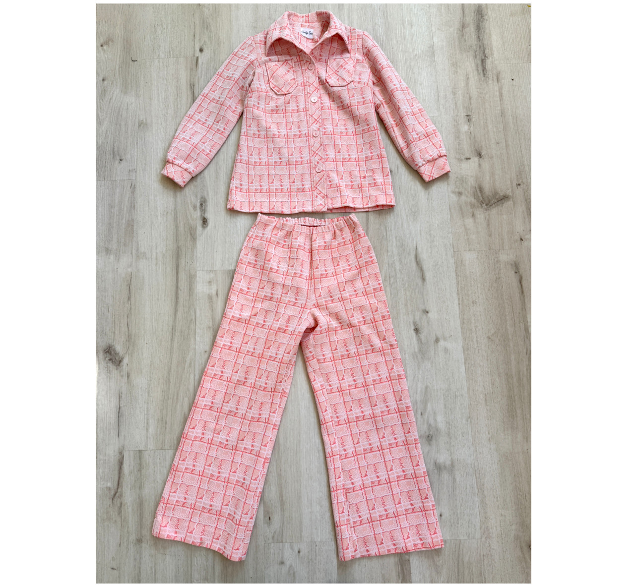 Vintage Pants Suit Medium Orange 2 Piece Set Blazer Jacket Retro