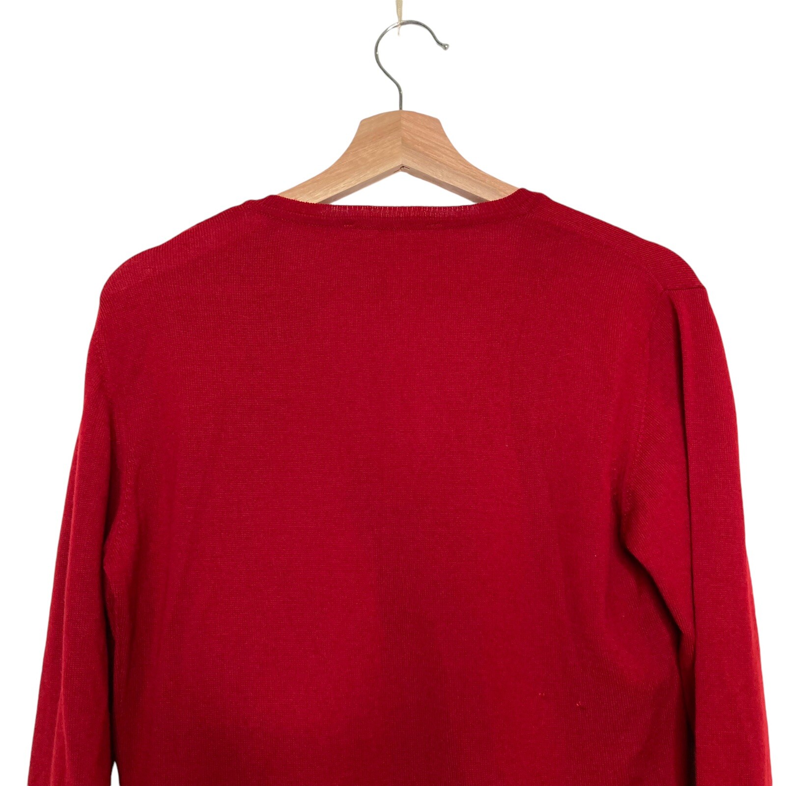 HIRSCH 100% Merino Wool Red Sweater Vintage Cardigan Size 40 Or Medium