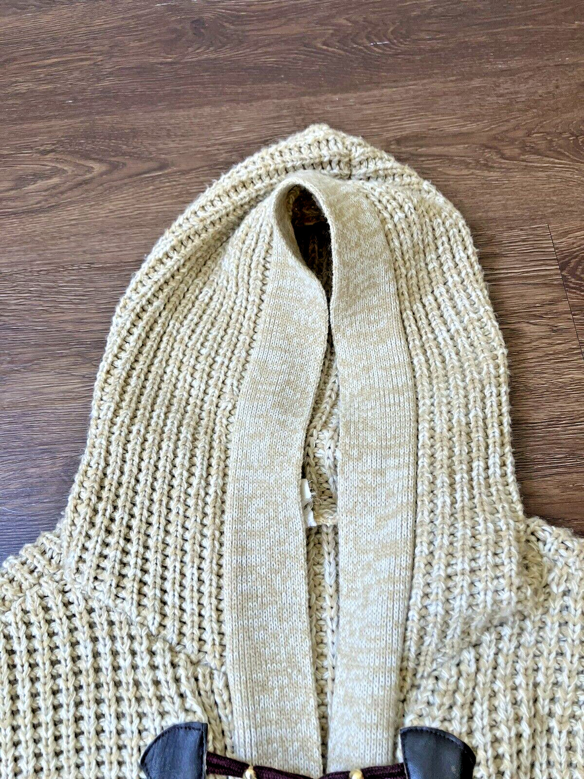 Vintage ’70s Montgomery Ward Hooded Chunky Sweater Jacket Toggle Buttons XL/XXL