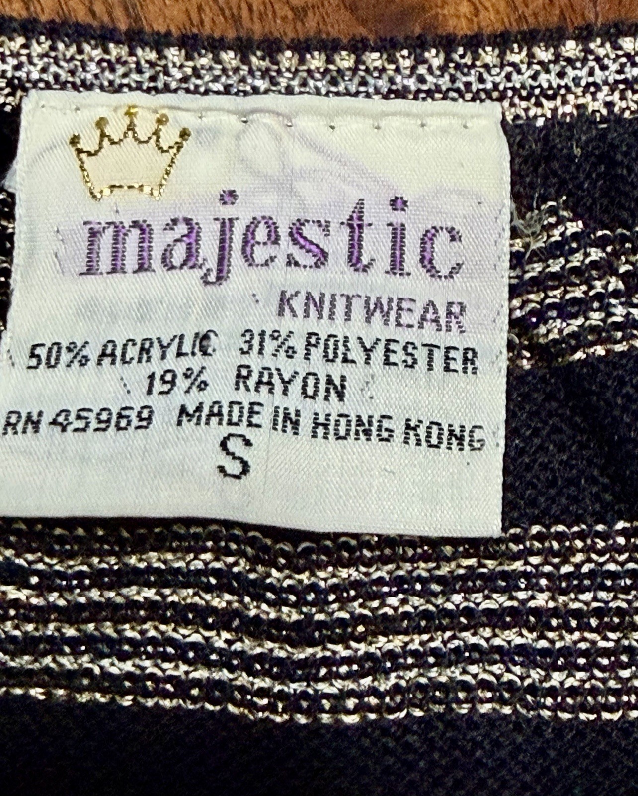 2 Vintage 1970s Women’s Black & Metalic Silver/Gold Majestic Tops