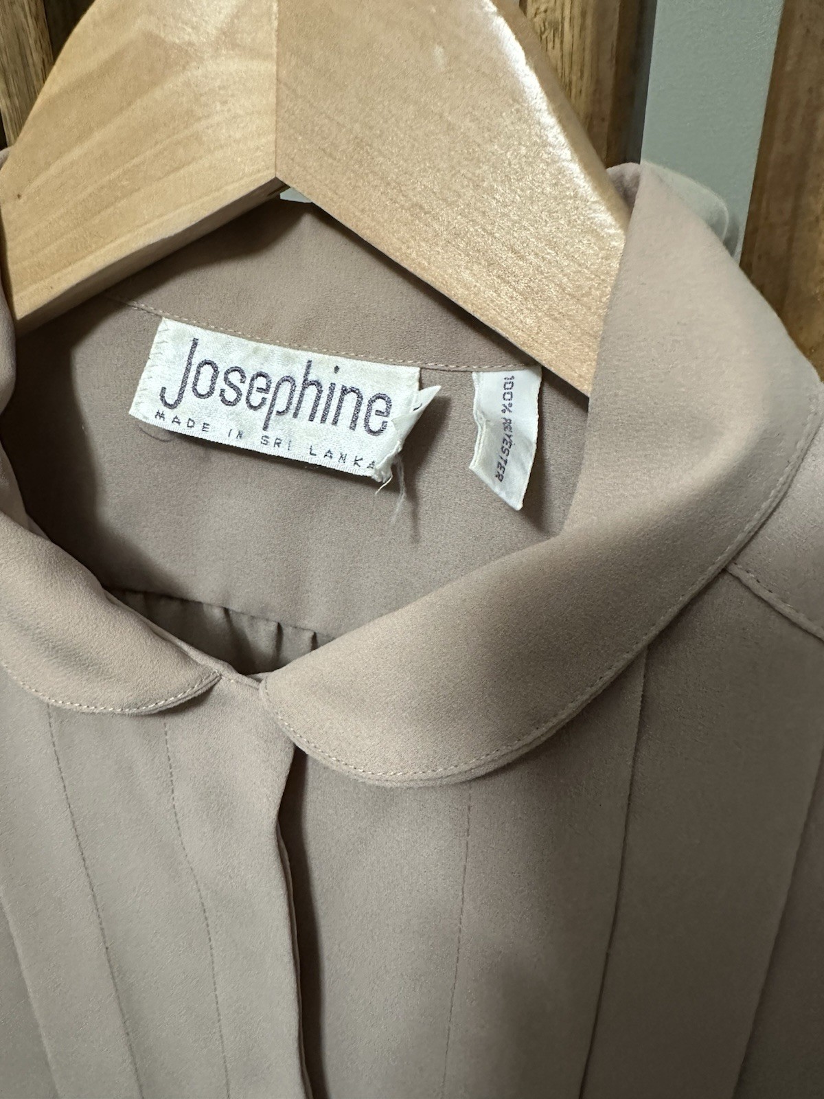 Vintage Josephine Pleated Front Peter Pan Collar Blouse Blush Nude