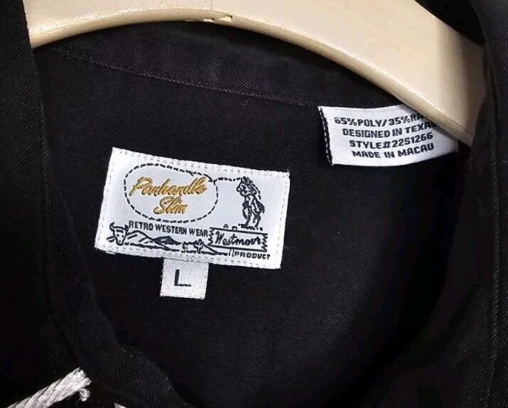 Panhandle Slim Western Pearl Snap Embroidery Black Shirt Rodeo Women Sz L USA
