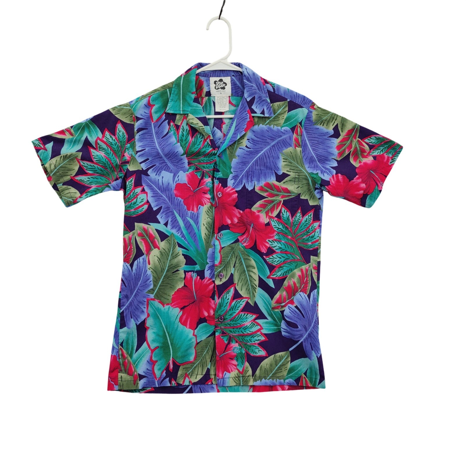 Hilo Hattie VNTG Women Tropical Aloha Button Up Shirt S Top Purple Floral Hawaii