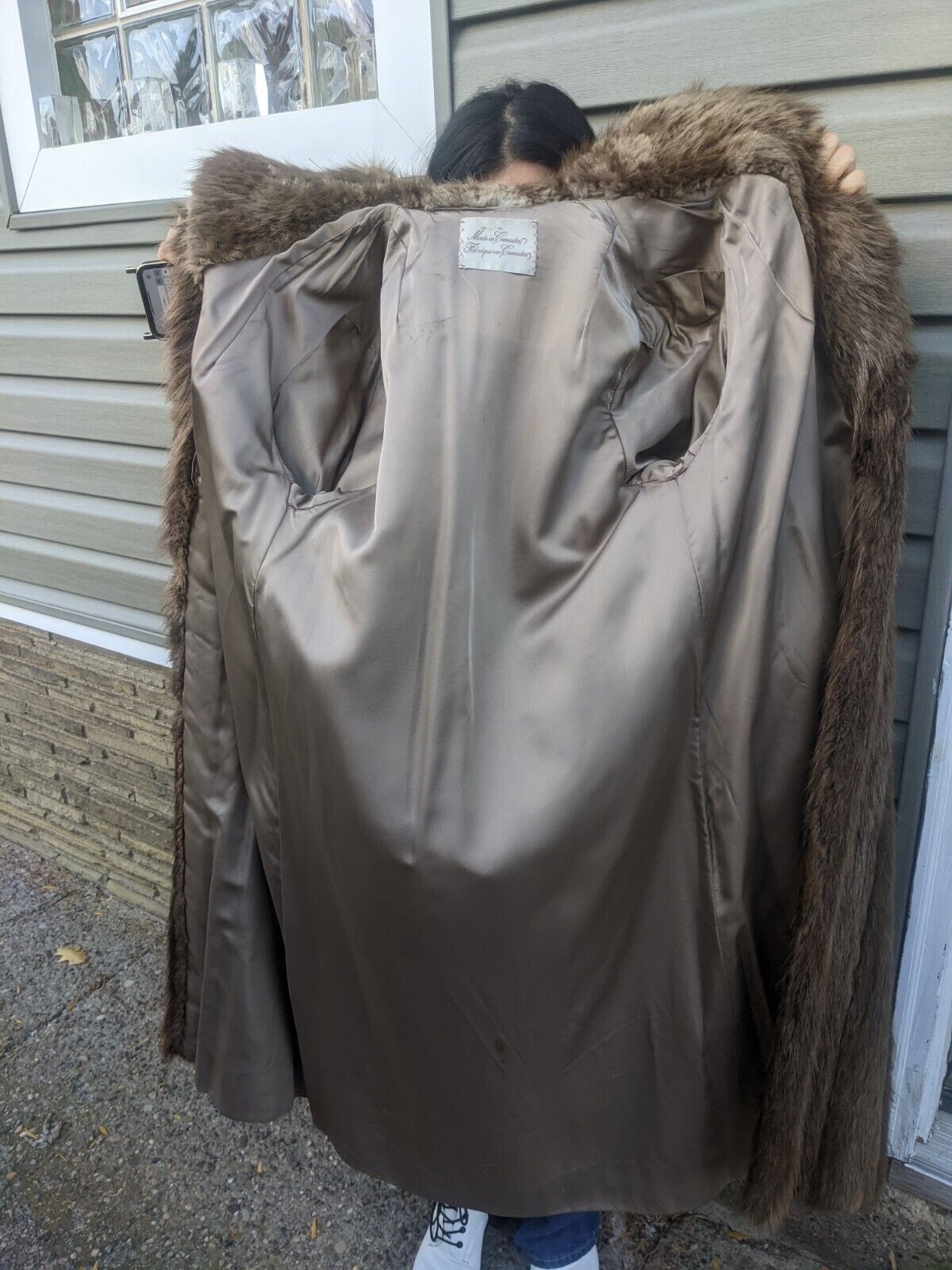 Geniune Beaver Fur Coat M/L Full Length Brown Thick & Luxurious Very Warm
