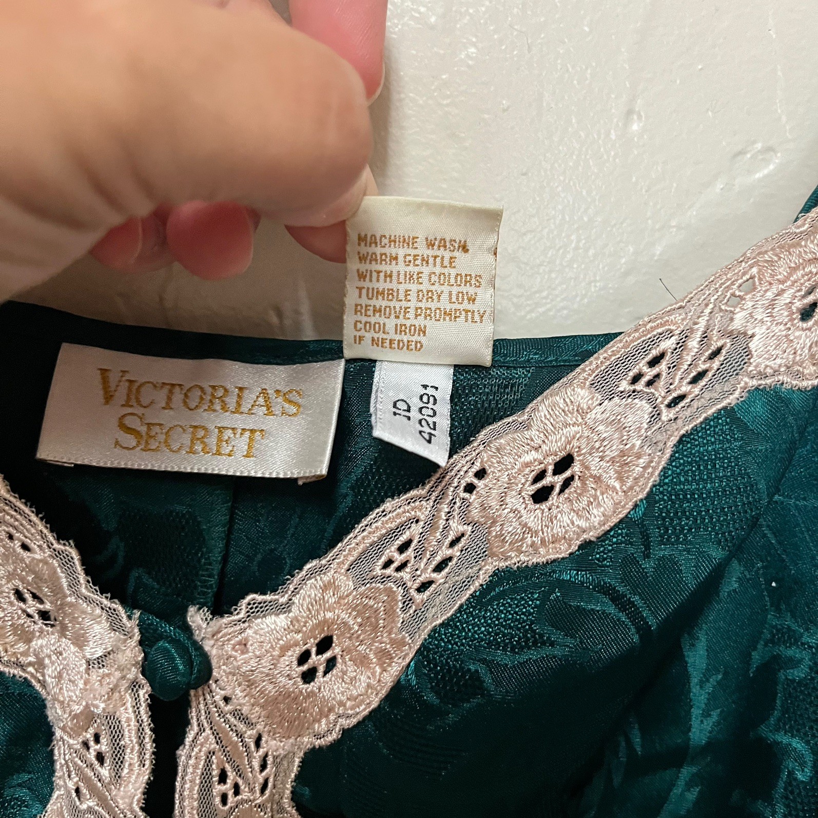 Rare Vintage Victoria’s Secret Gold Label Green Teddy Romper Lingerie Sz L Slip