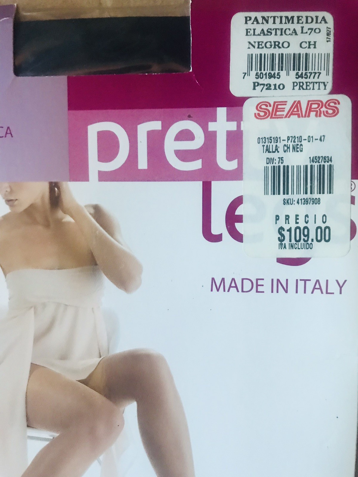 VTG NOS Italy Pantyhose Made In Italy SEARS $109.00 Dark Happy Legs XL